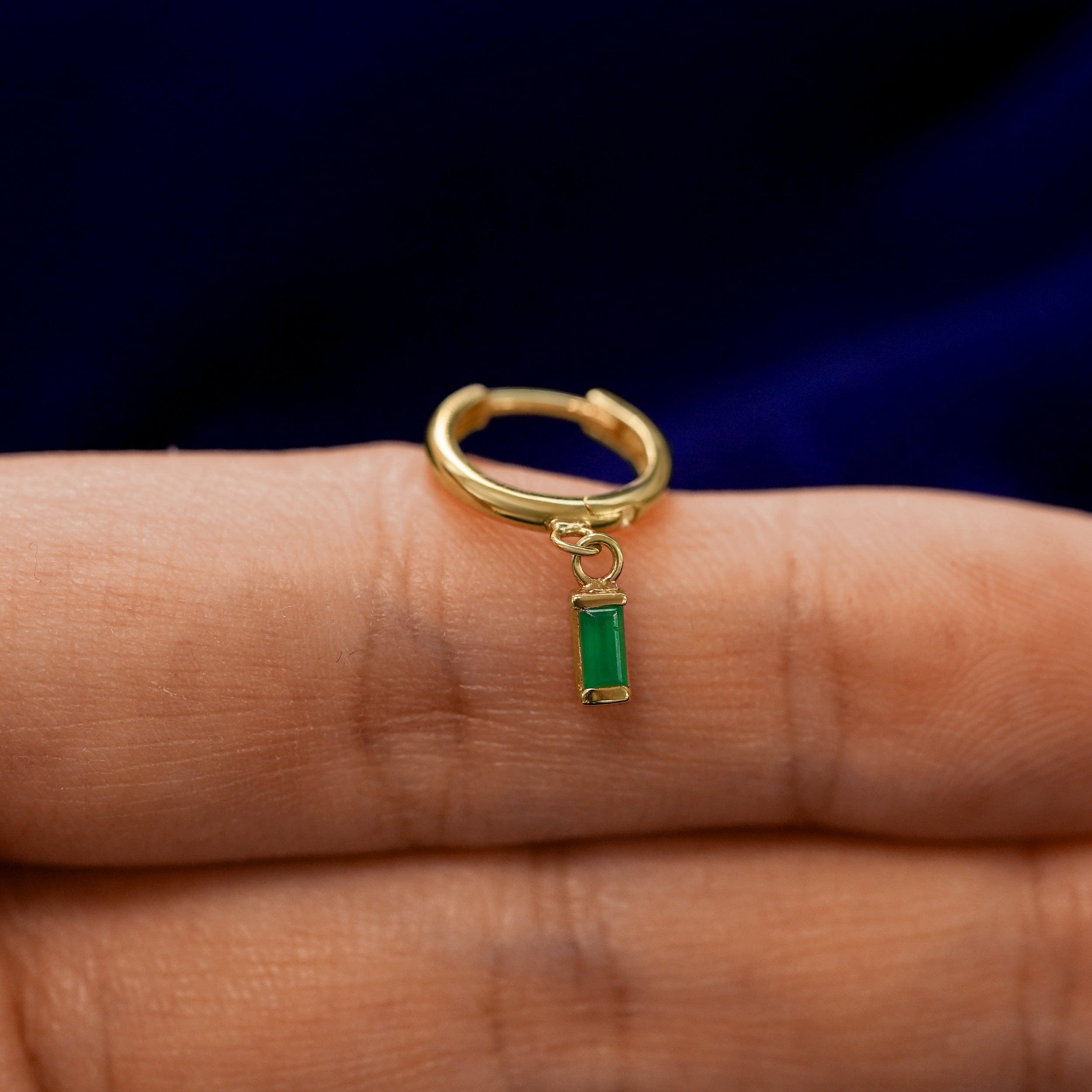 Automic Gold Studio Baguette Emerald Dangle Hoop
