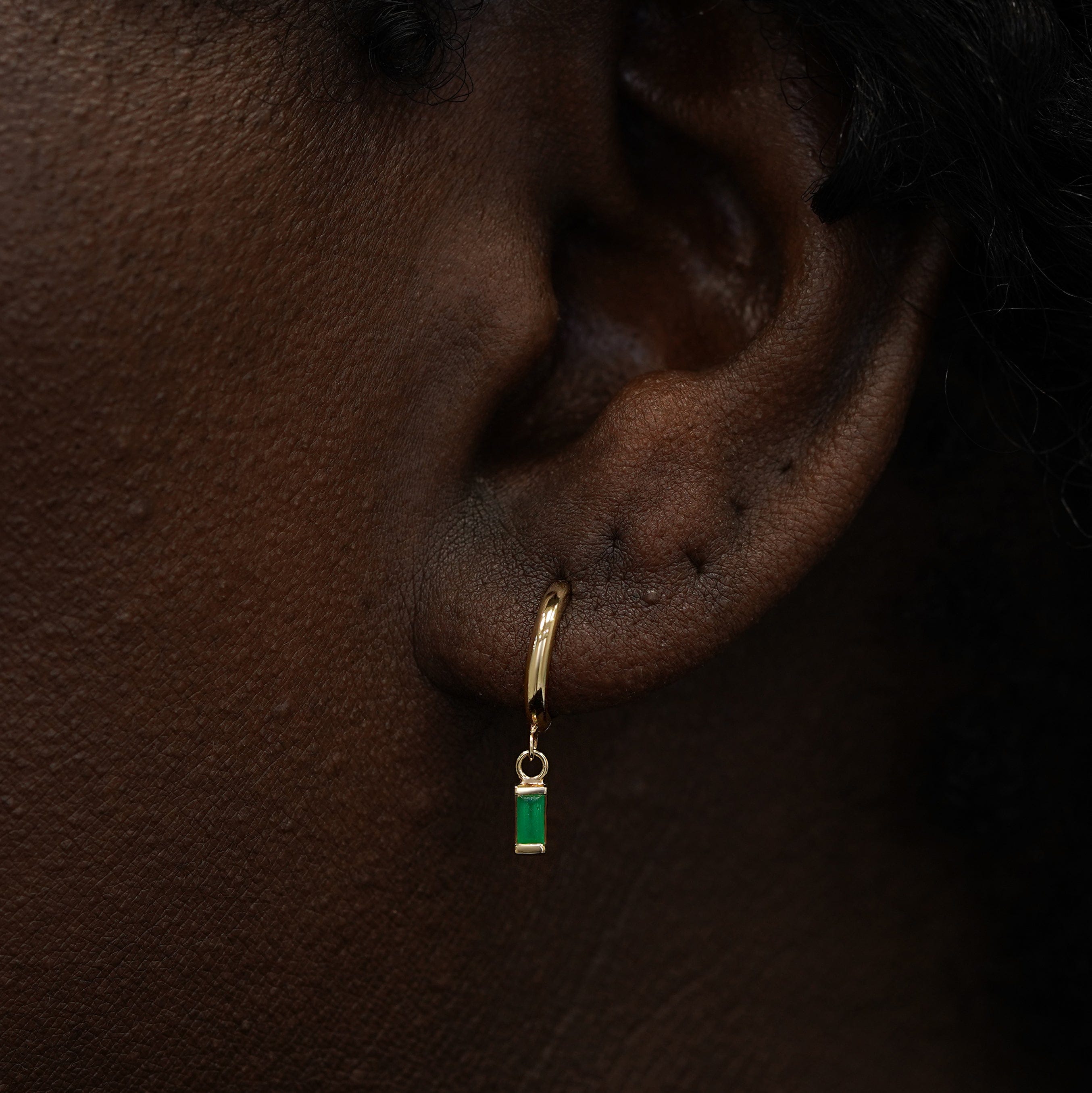 Automic Gold Studio Baguette Emerald Dangle Hoop