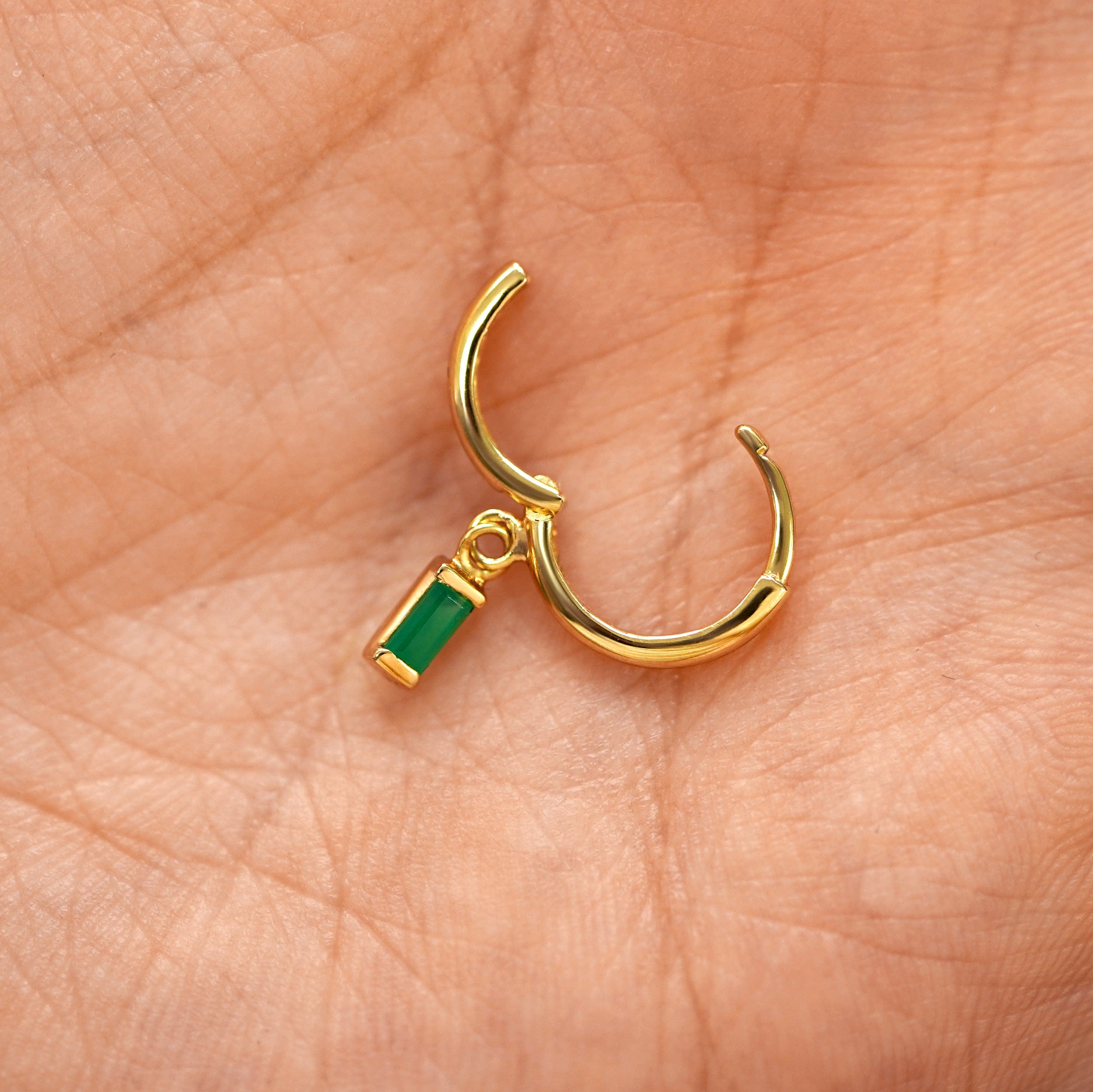 Automic Gold Studio Baguette Emerald Dangle Hoop