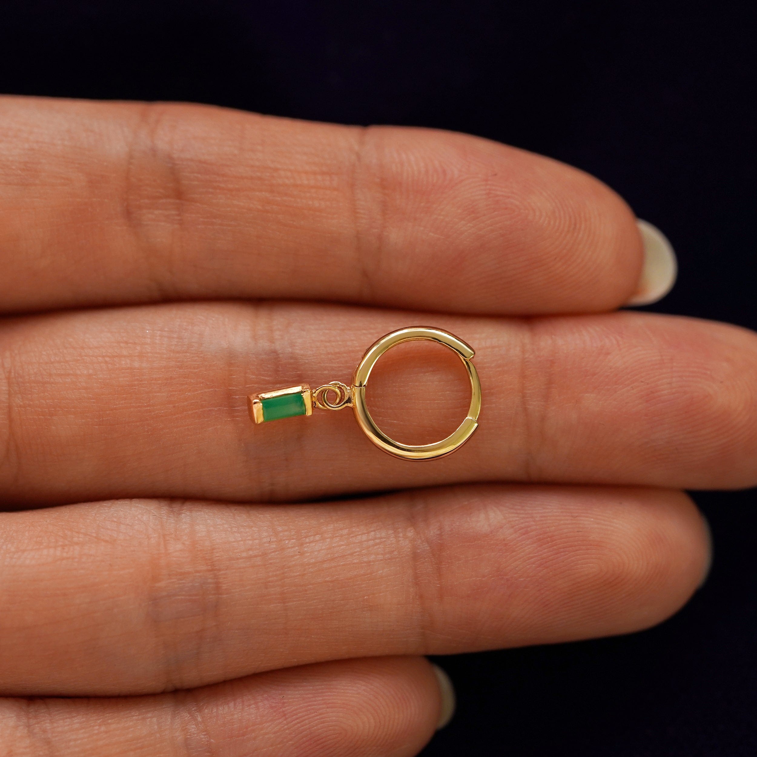 Automic Gold Studio Baguette Emerald Dangle Hoop