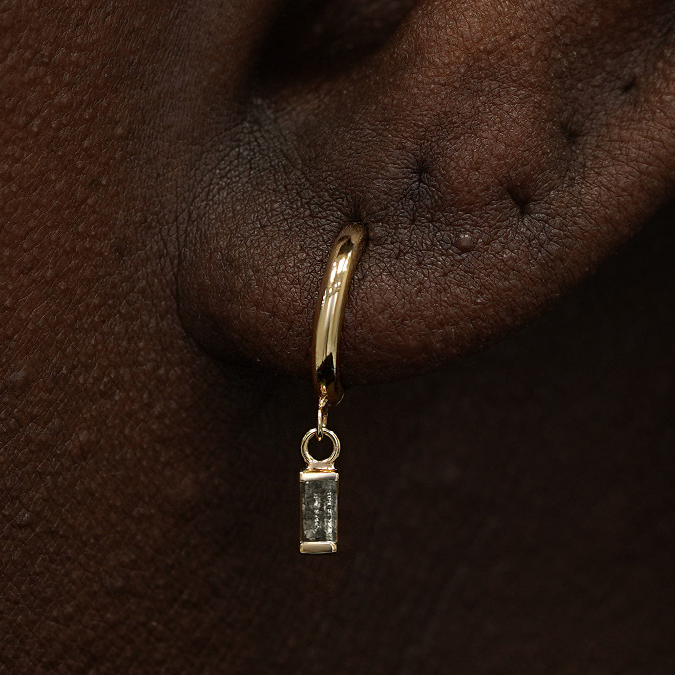 Automic Gold Studio Baguette Diamond Dangle Hoop