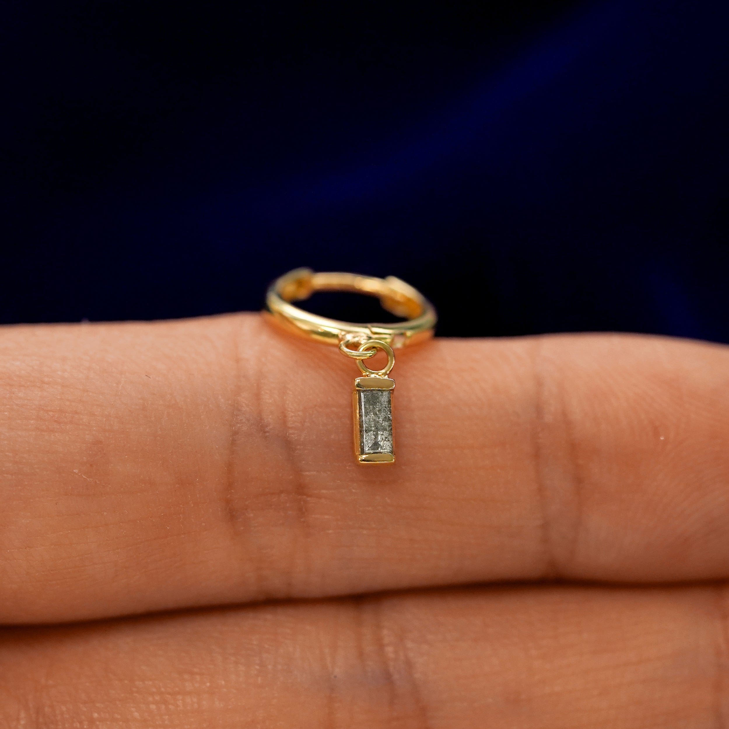 Automic Gold Studio Baguette Diamond Dangle Hoop