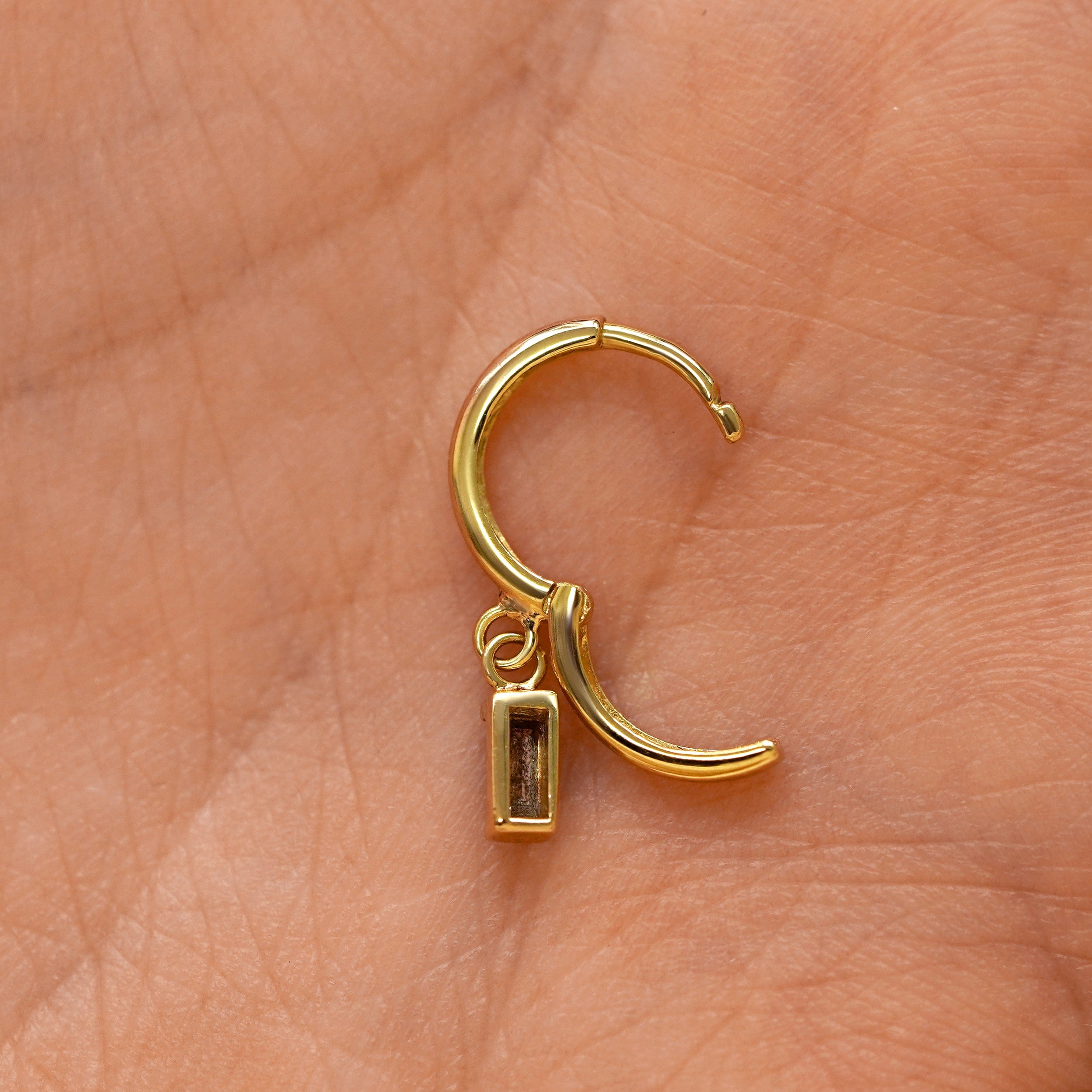 Automic Gold Studio Baguette Diamond Dangle Hoop
