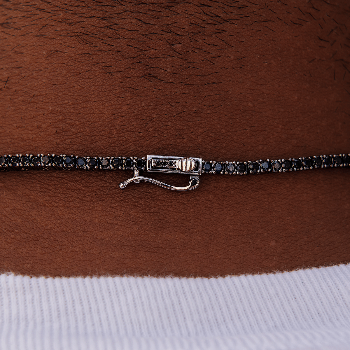 GLD Men Diamond Tennis Chain in Black - 2 mm