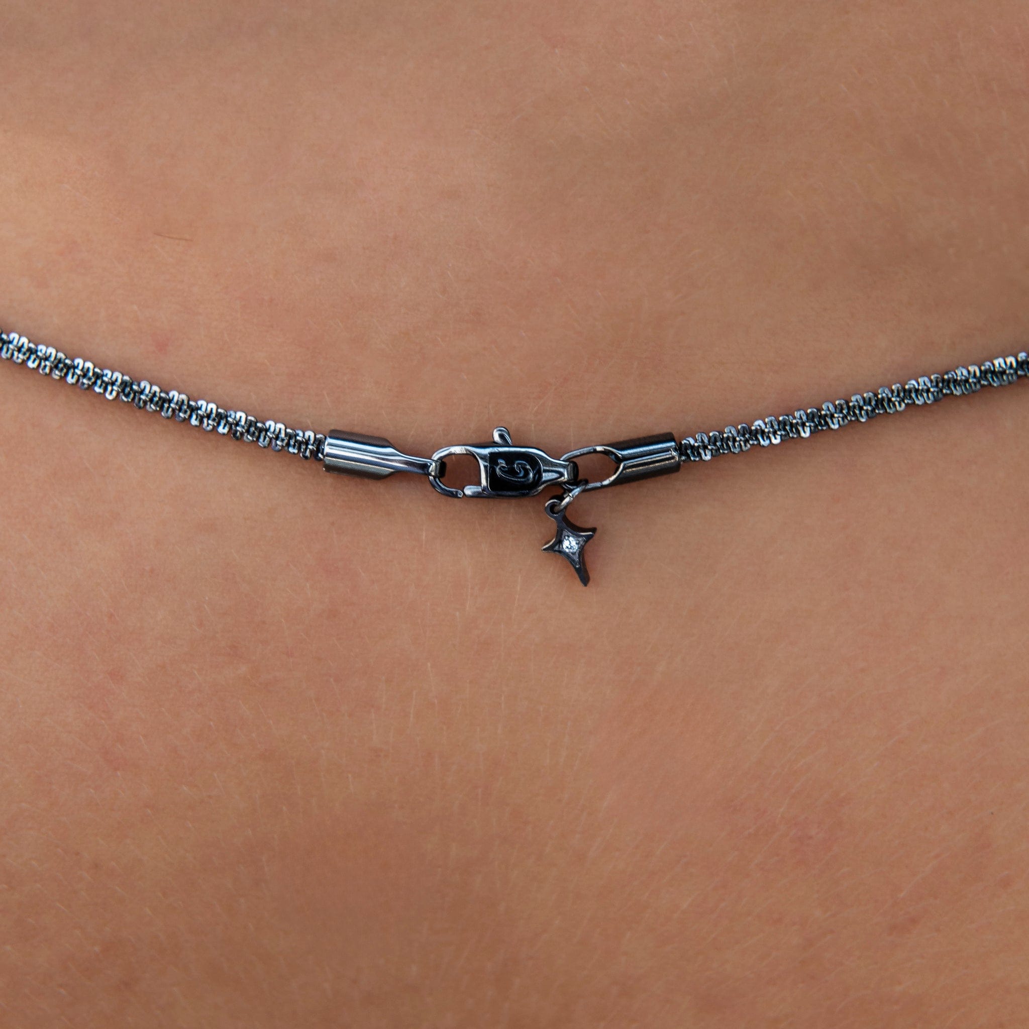 GLD Women Diamond Cut Popcorn Necklace + Bracelet in Black - 2 mm