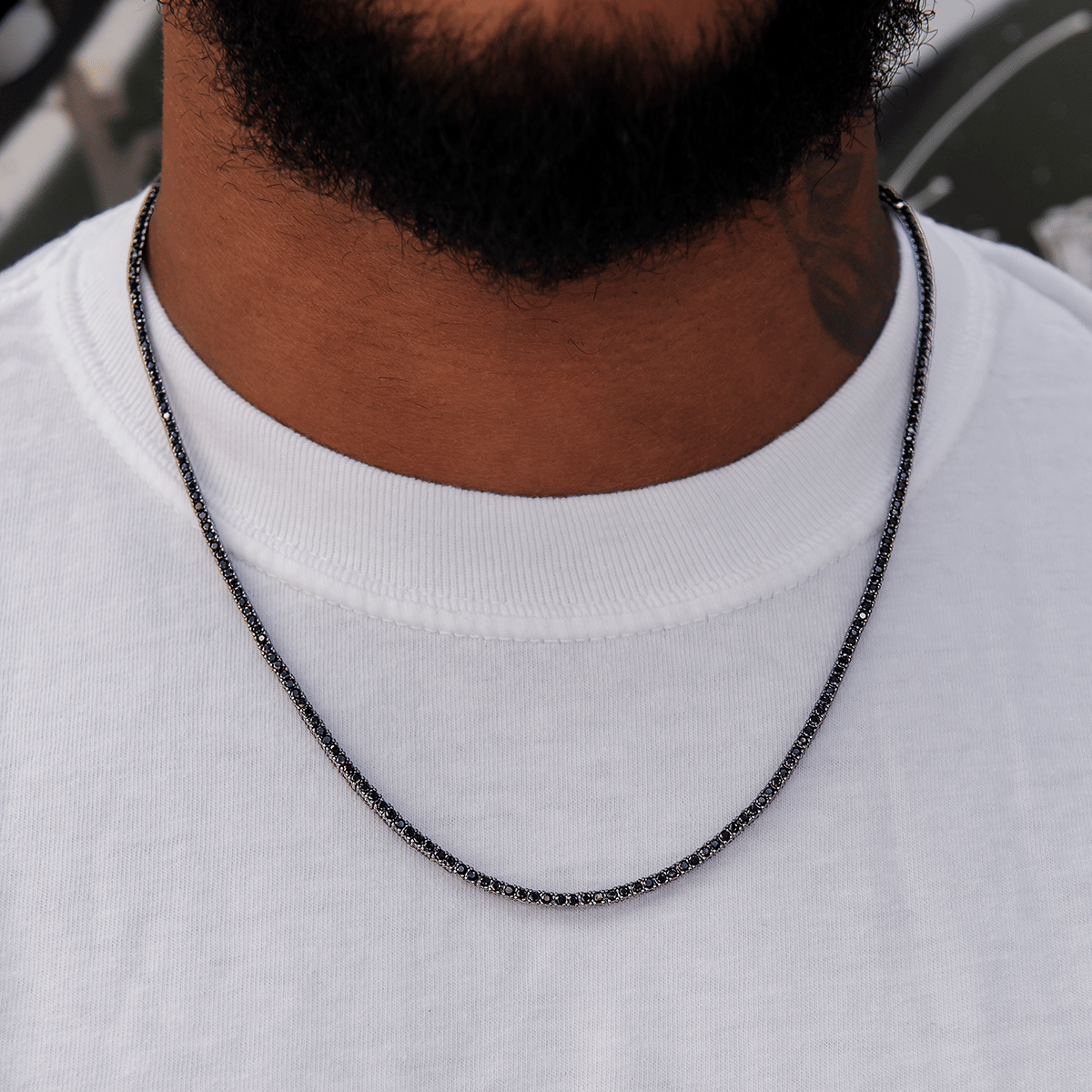 GLD Men GLD Diamond Tennis Chain in Black - 2 mm