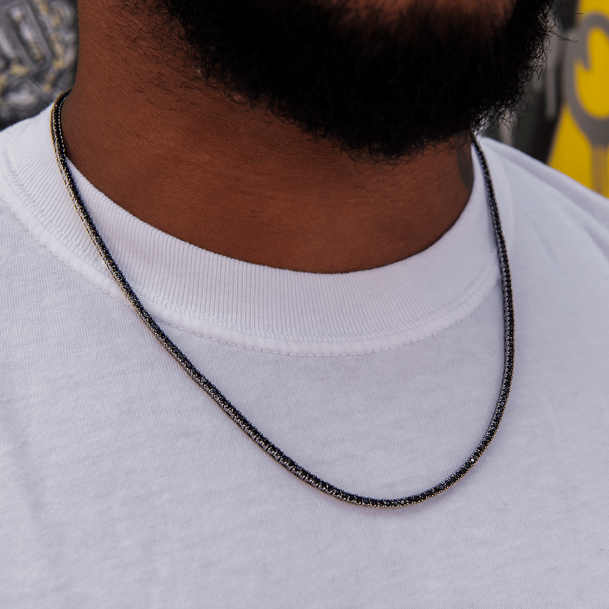 GLD Men GLD Diamond Tennis Chain in Black - 2 mm