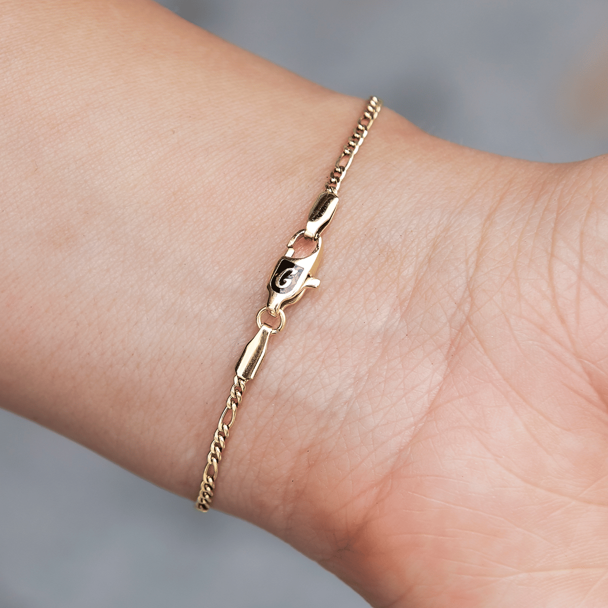 GLD Women Figaro Necklace + Bracelet Bundle in Yellow Gold - 2 mm