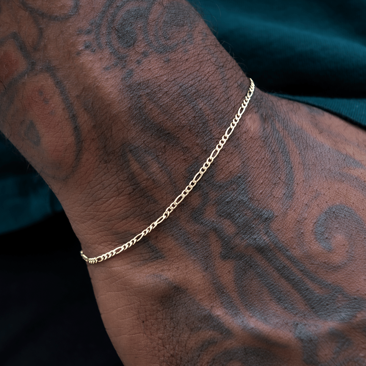 GLD Men Figaro Chain + Bracelet Bundle in Yellow Gold - 2 mm
