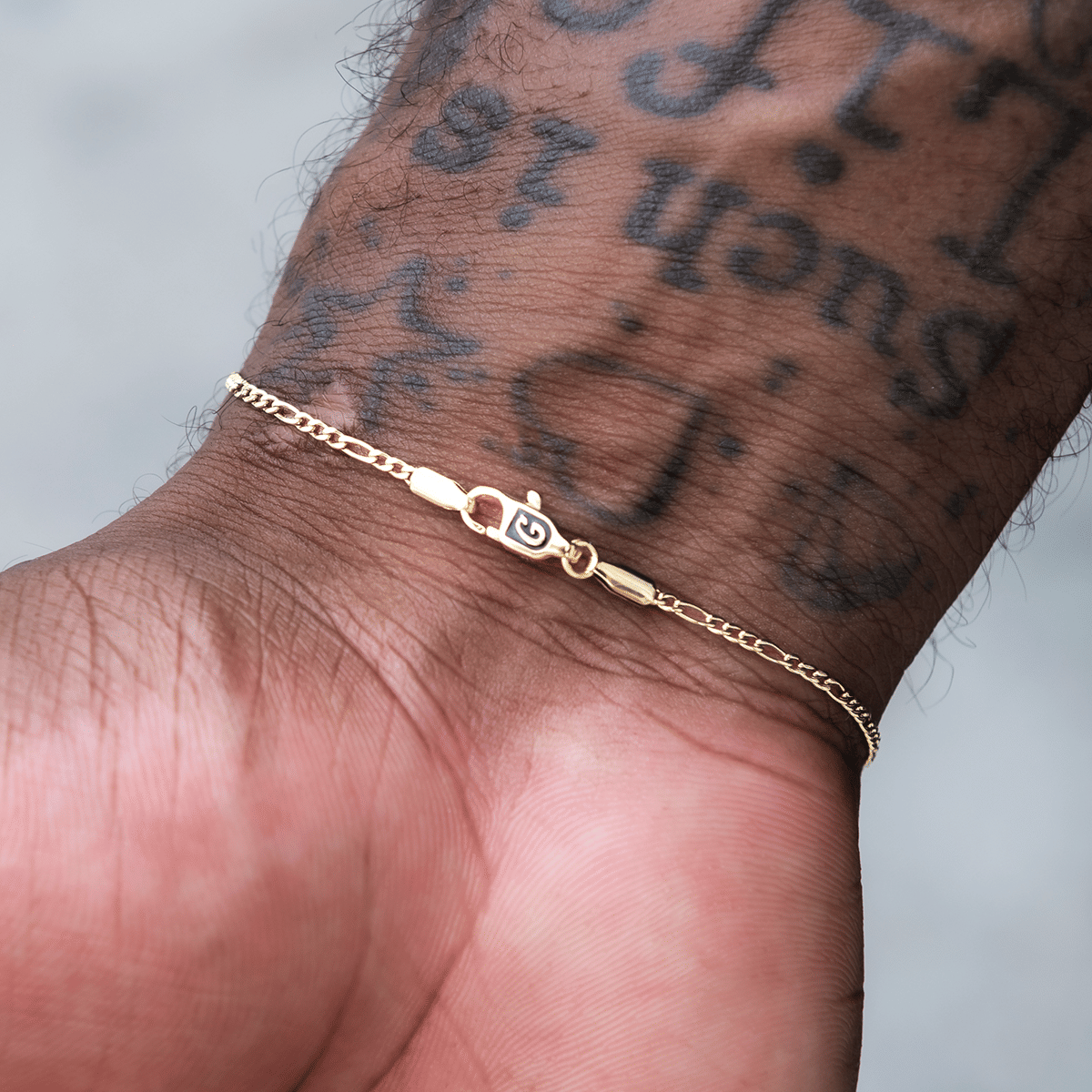 GLD Men Figaro Chain + Bracelet Bundle in Yellow Gold - 2 mm