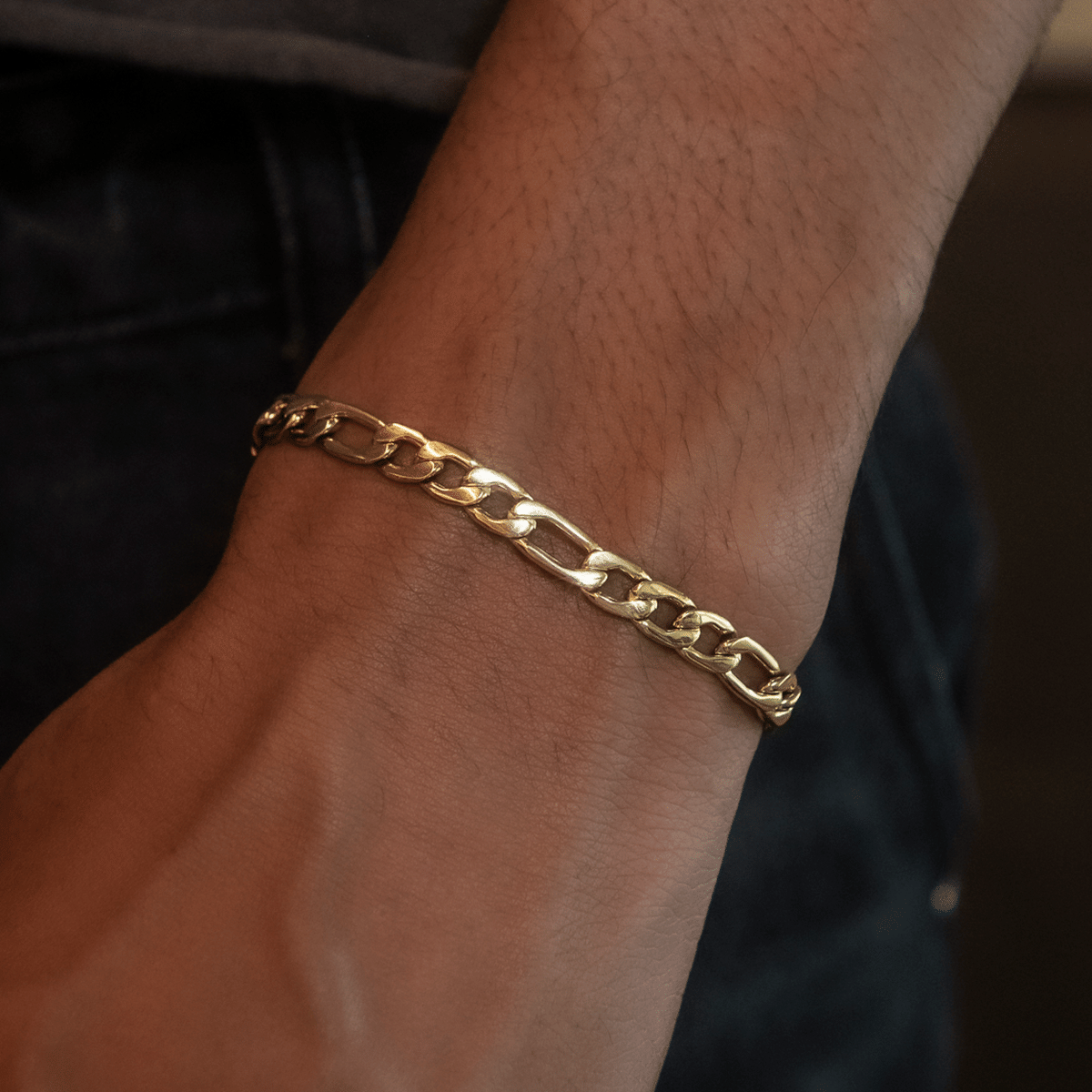 GLD Men Figaro Chain + Bracelet Bundle in Yellow Gold - 6 mm
