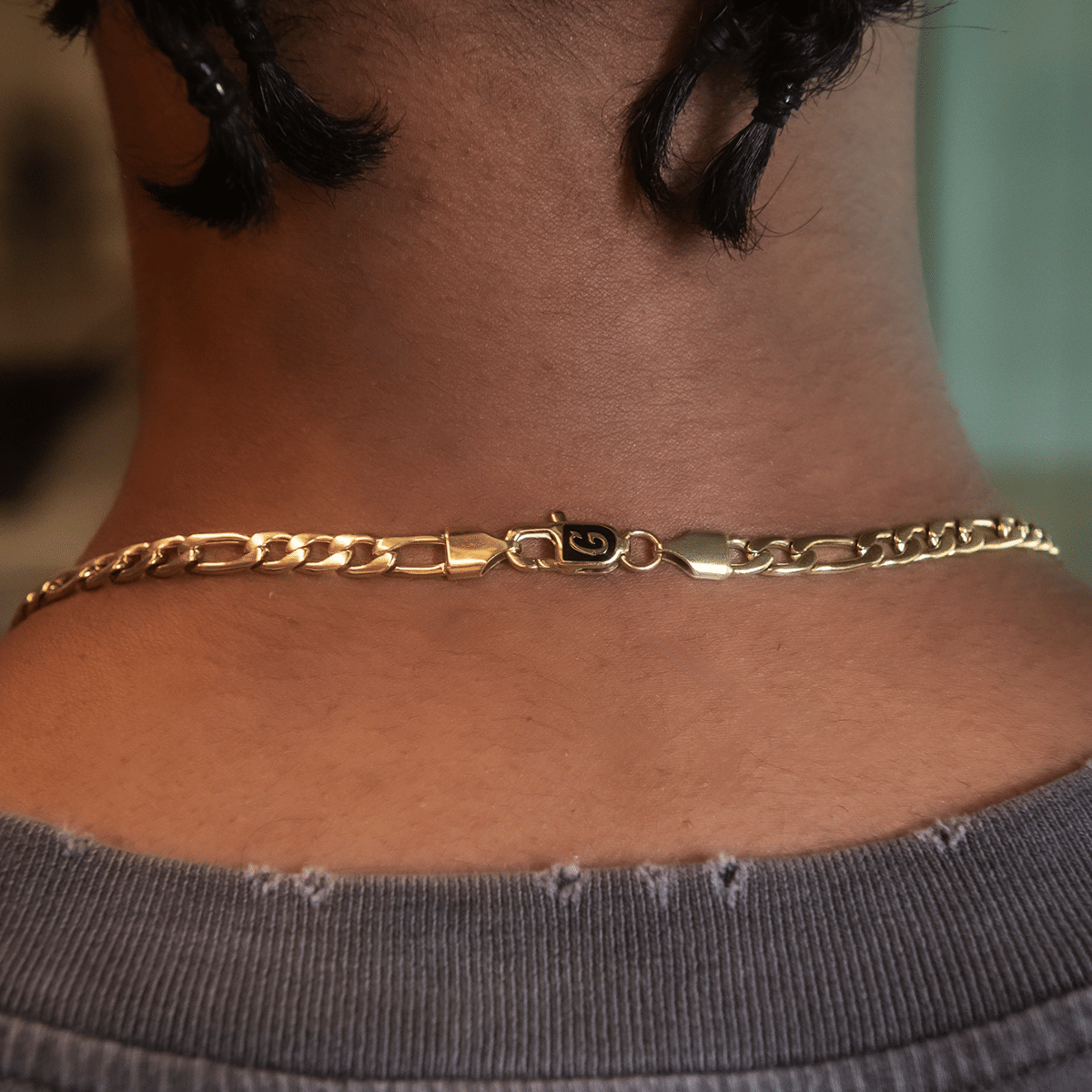 GLD Men Figaro Chain + Bracelet Bundle in Yellow Gold - 6 mm