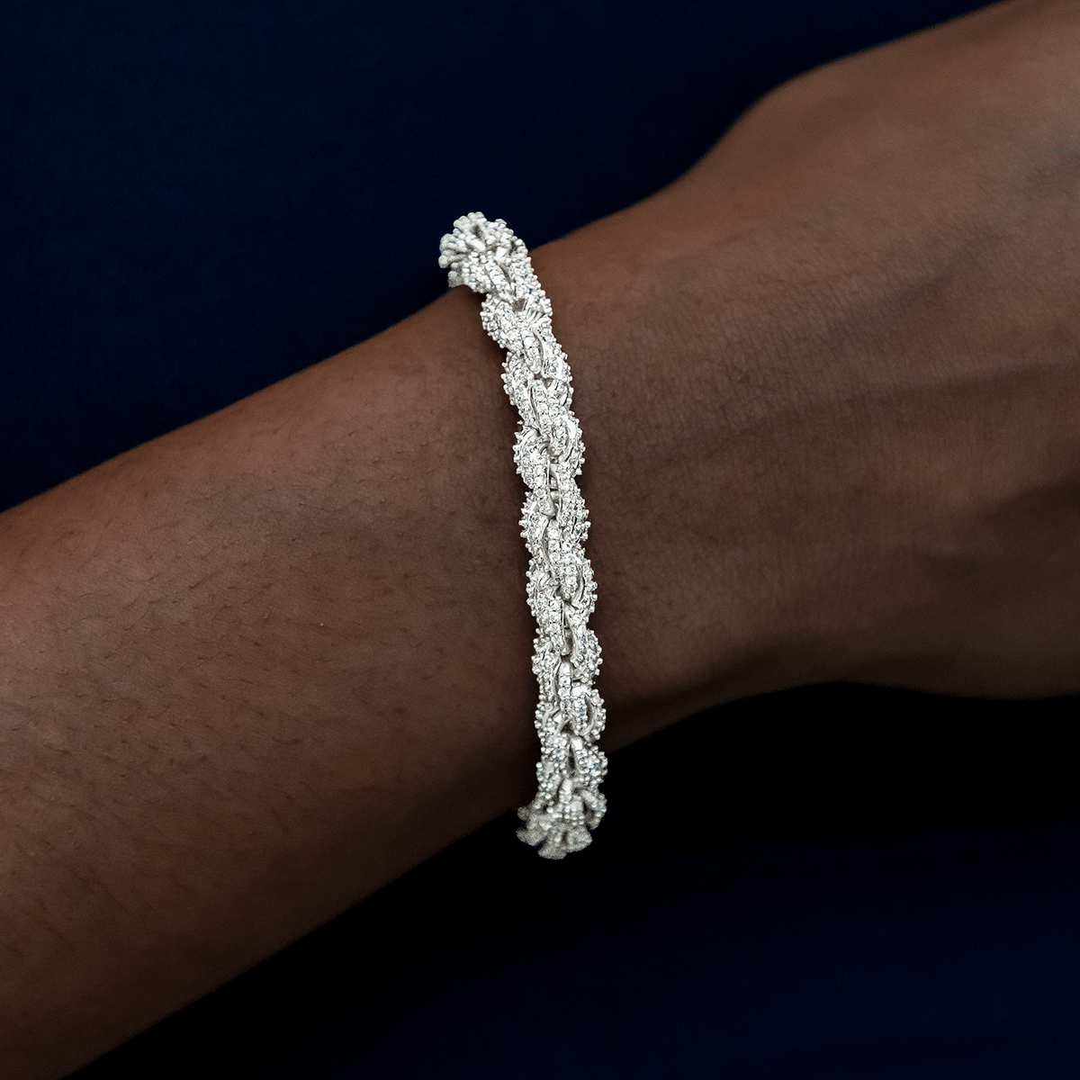 GLD Women Diamond Rope Necklace + Bracelet Bundle in White Gold - 8 mm