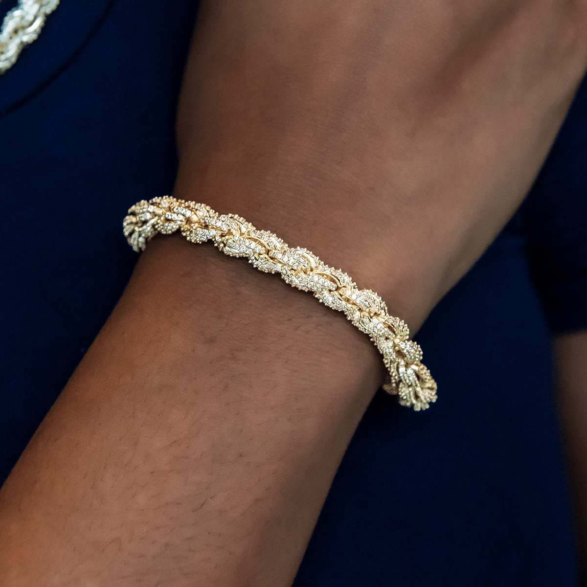 GLD Women Diamond Rope Necklace + Bracelet Bundle in Yellow Gold - 8 mm