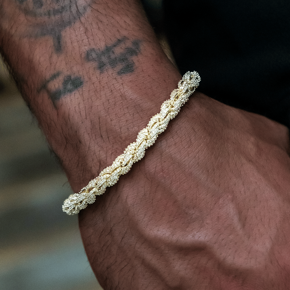 GLD Men Diamond Rope Chain + Bracelet Bundle in Yellow Gold - 7 mm