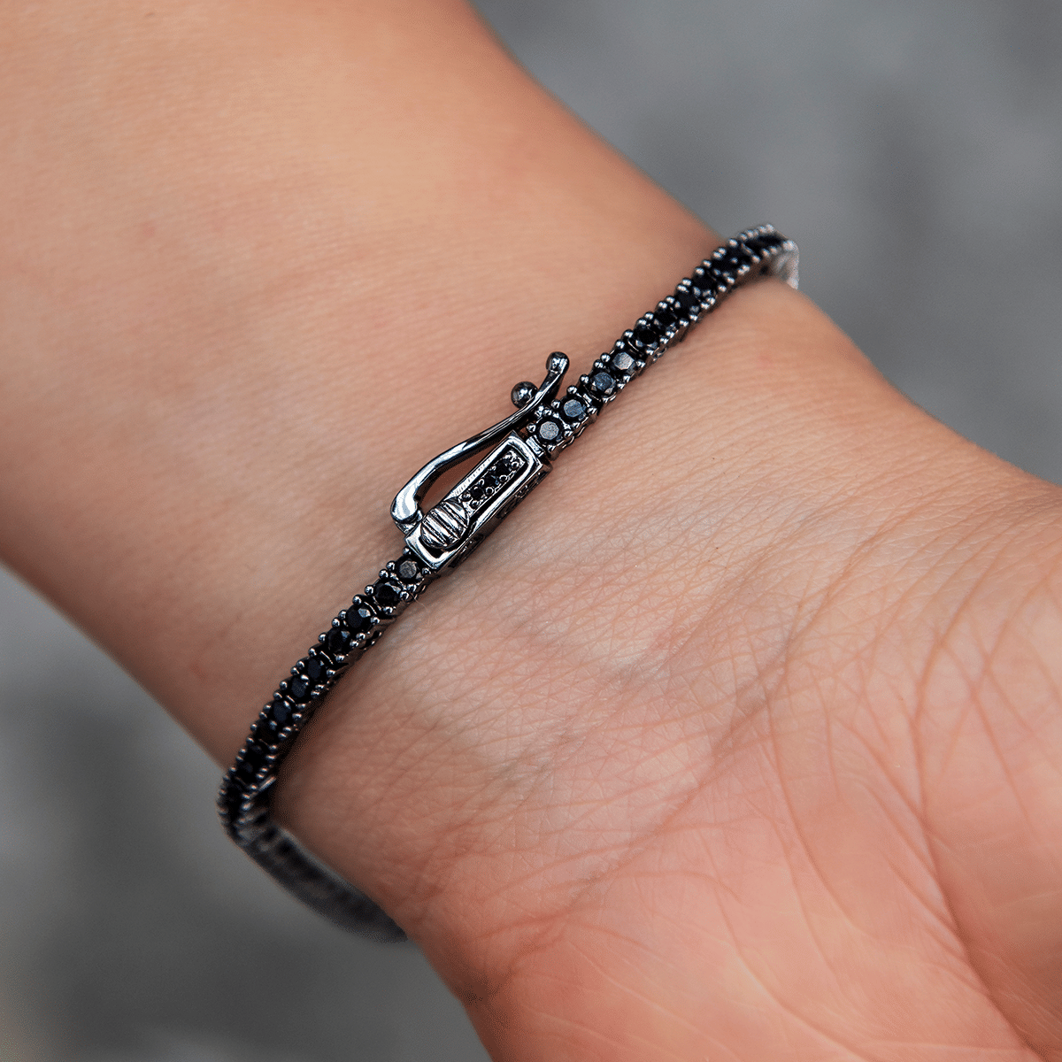 GLD Women Diamond Tennis Bracelet in Black - 2 mm