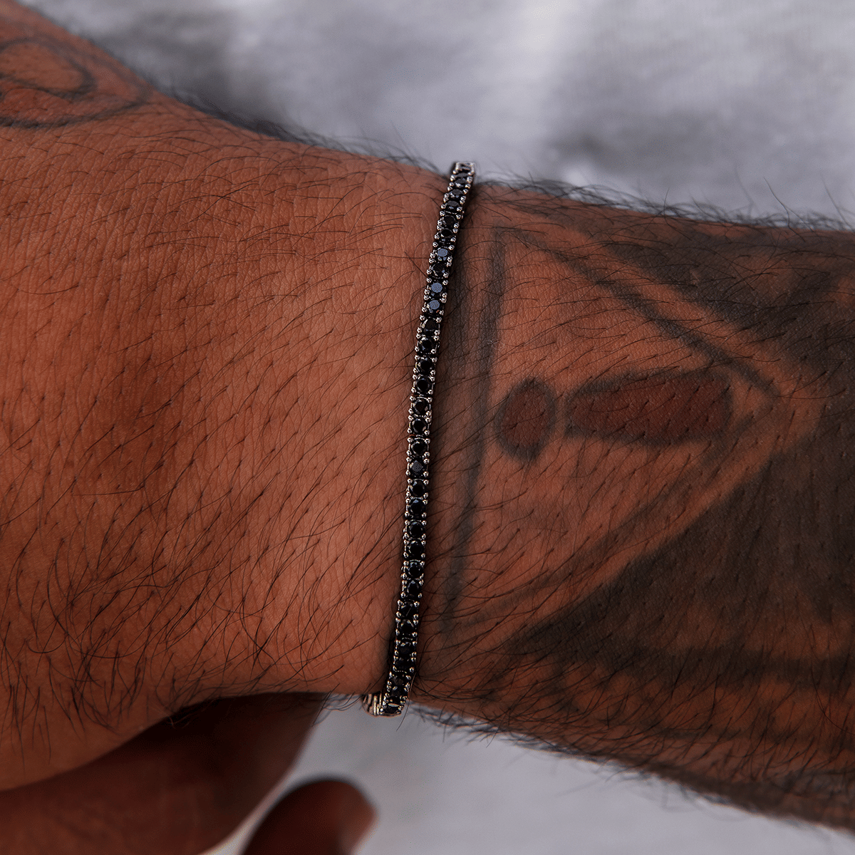 GLD Men Diamond Tennis Bracelet in Black - 2 mm