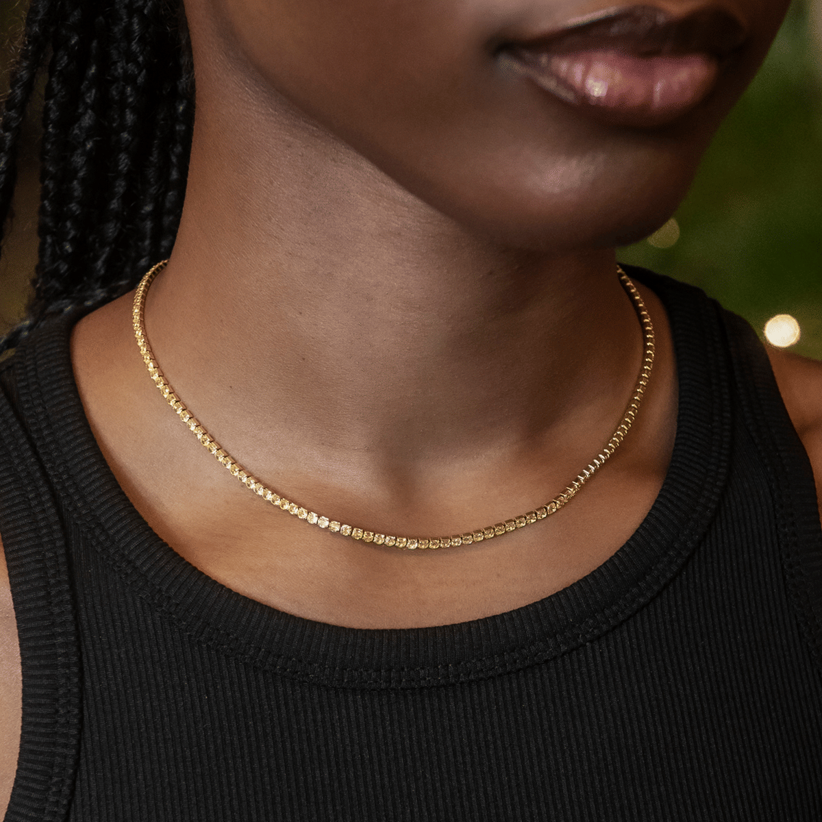 GLD Women Canary Micro Tennis Necklace + Bracelet Bundle in Yellow Gold