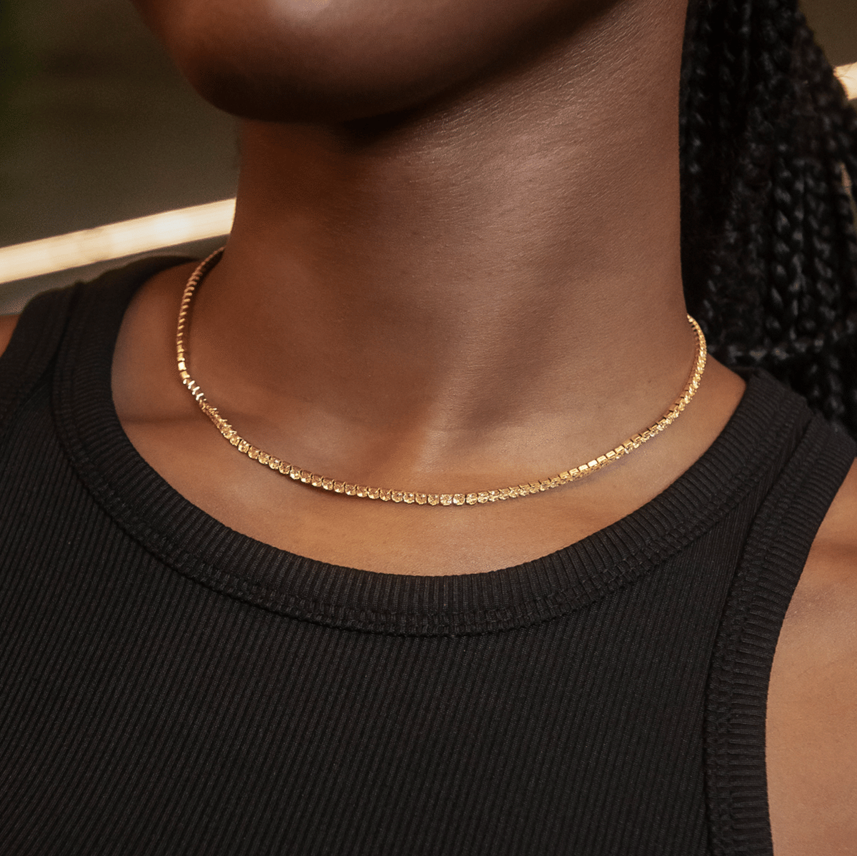 GLD Women Canary Micro Tennis Necklace + Bracelet Bundle in Yellow Gold