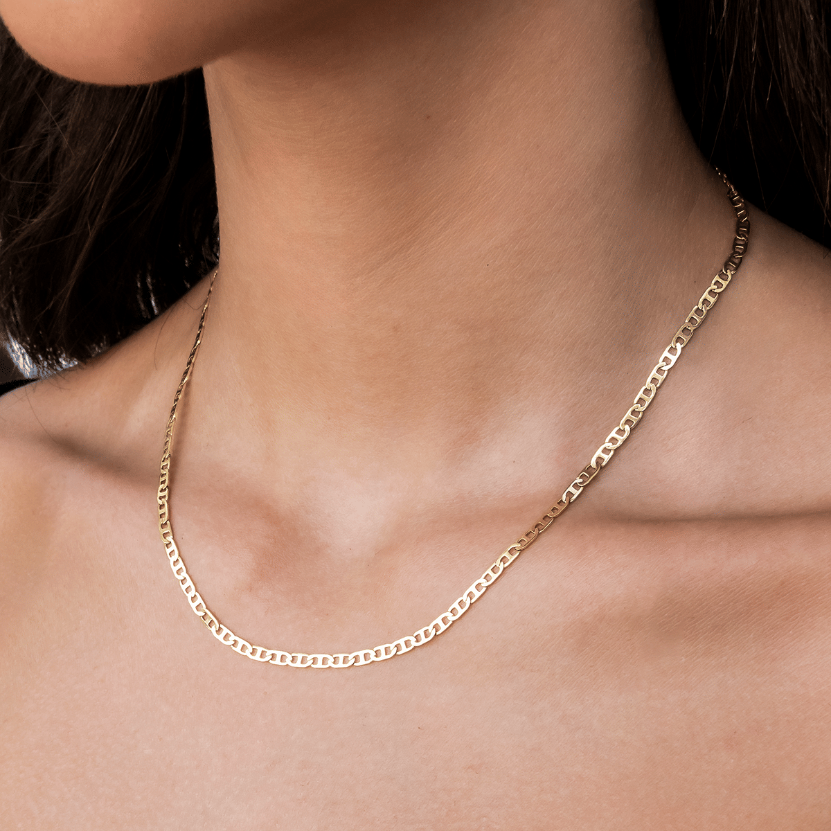 GLD PROMO - WOMEN Micro Flat Valentina Necklace + Bracelet Bundle - 2 mm