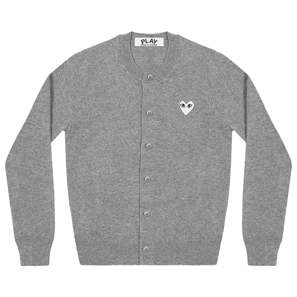 Comme des Garçons PLAY Heart Cardigan Light Grey