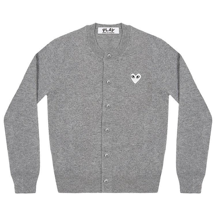 Comme des Garçons PLAY Heart Cardigan Light Grey