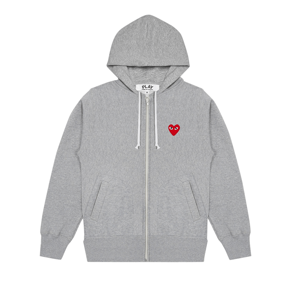 Comme des Garçons PLAY Multi Heart Zip Up Hoodie Grey