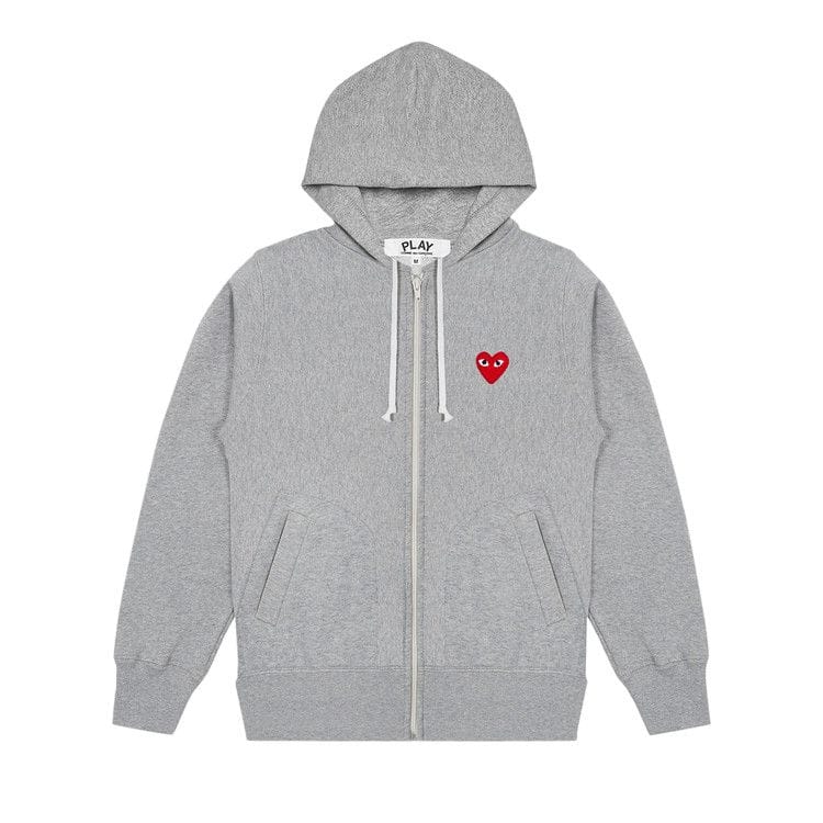 Comme des Garçons PLAY Multi Heart Zip Up Hoodie Grey