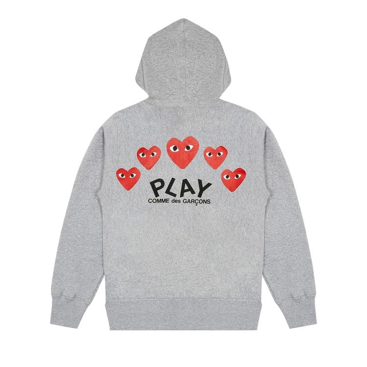 Comme des Garçons PLAY Multi Heart Zip Up Hoodie Grey