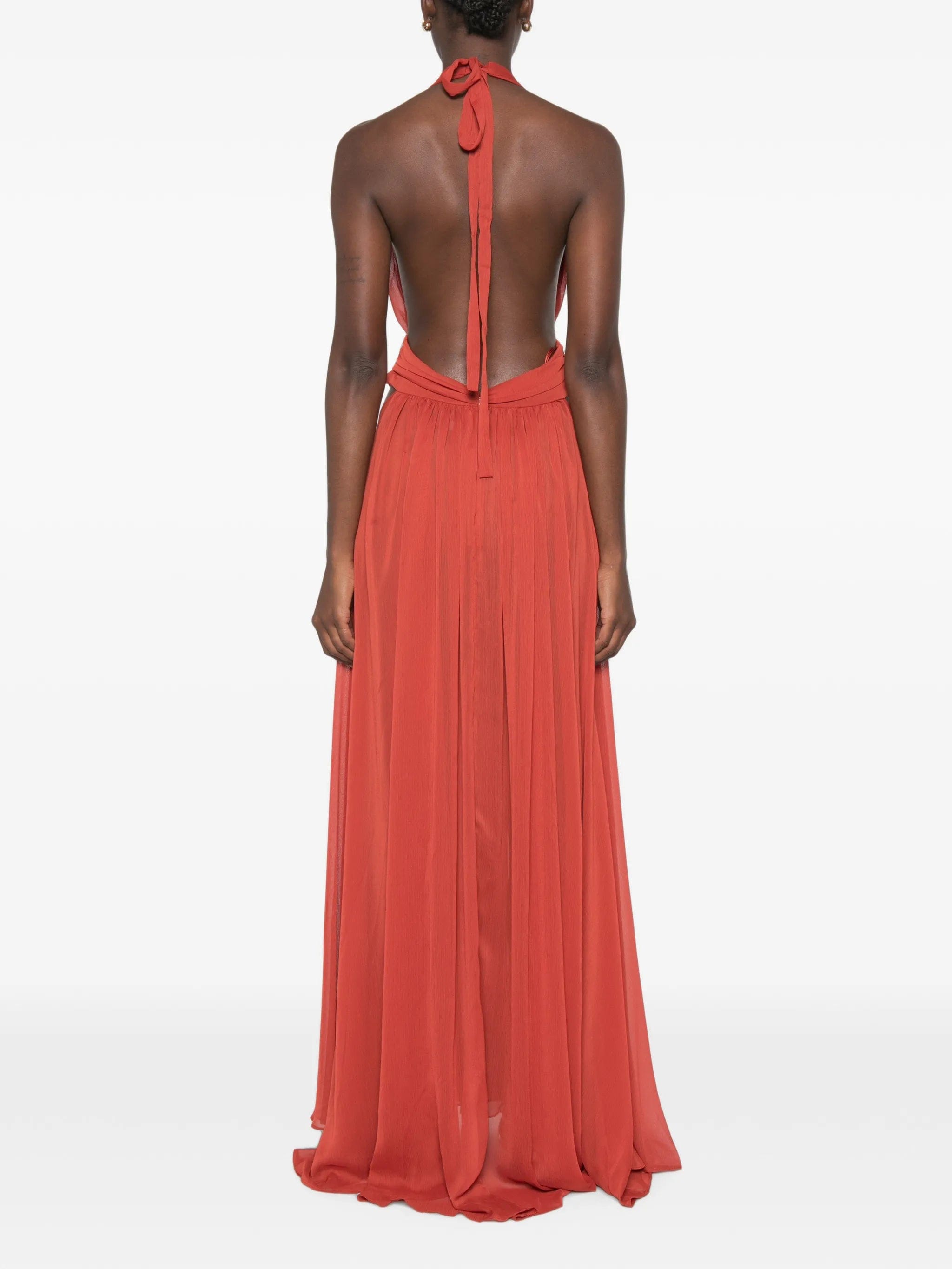 Arcina ORI Florence halterneck pleated maxi dress