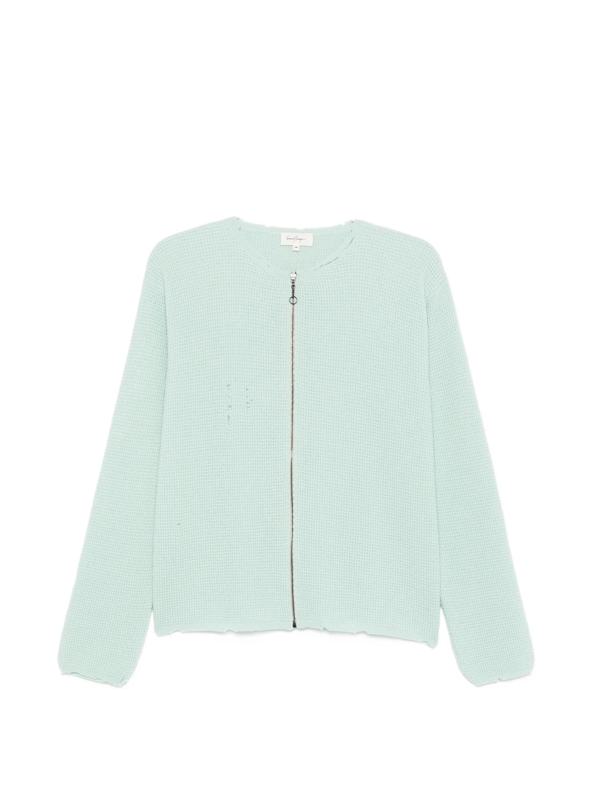Second/layer Friends distressed waffle - knit cardigan