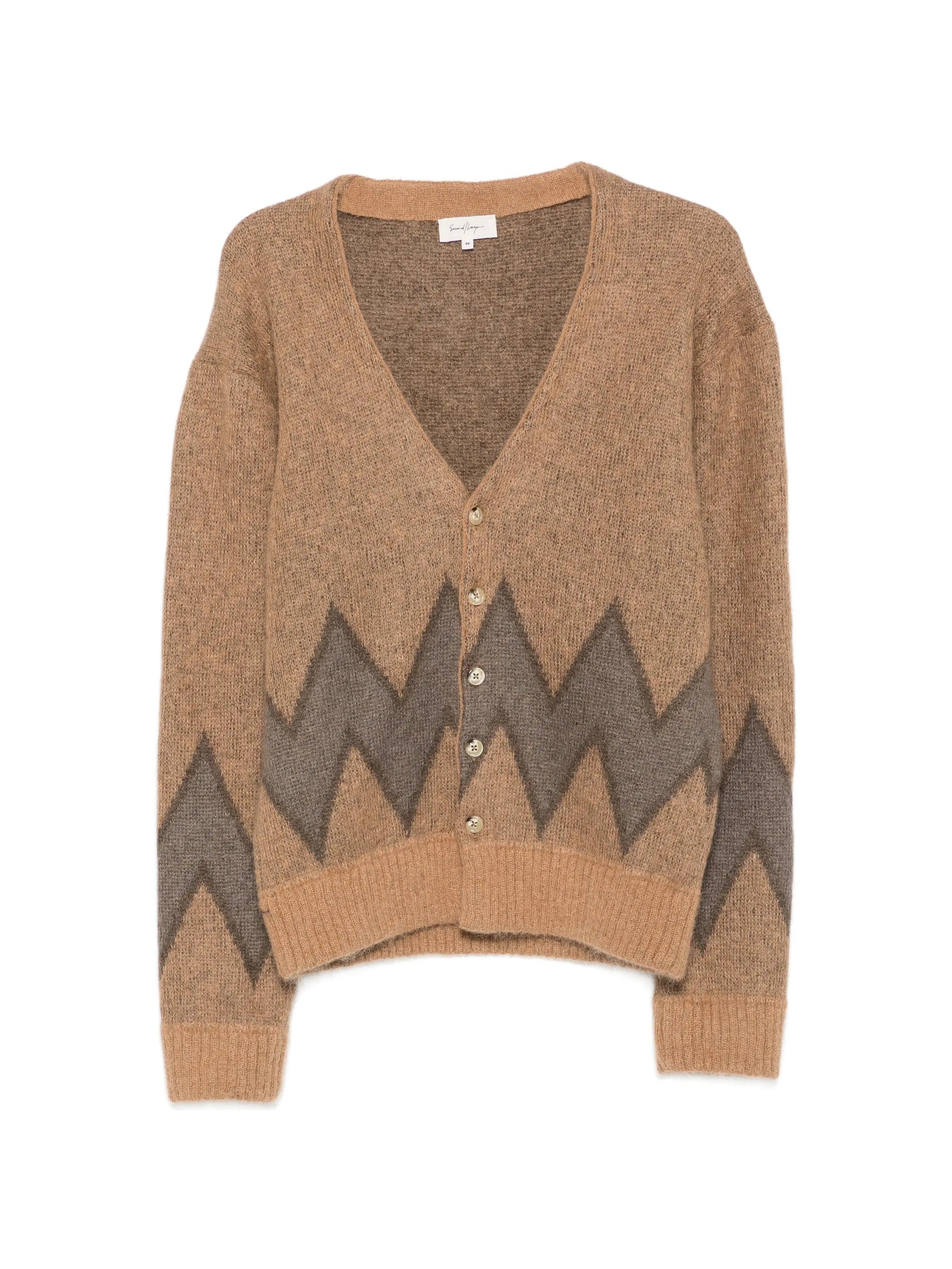 Second/layer Chevy geometric - pattern cardigan