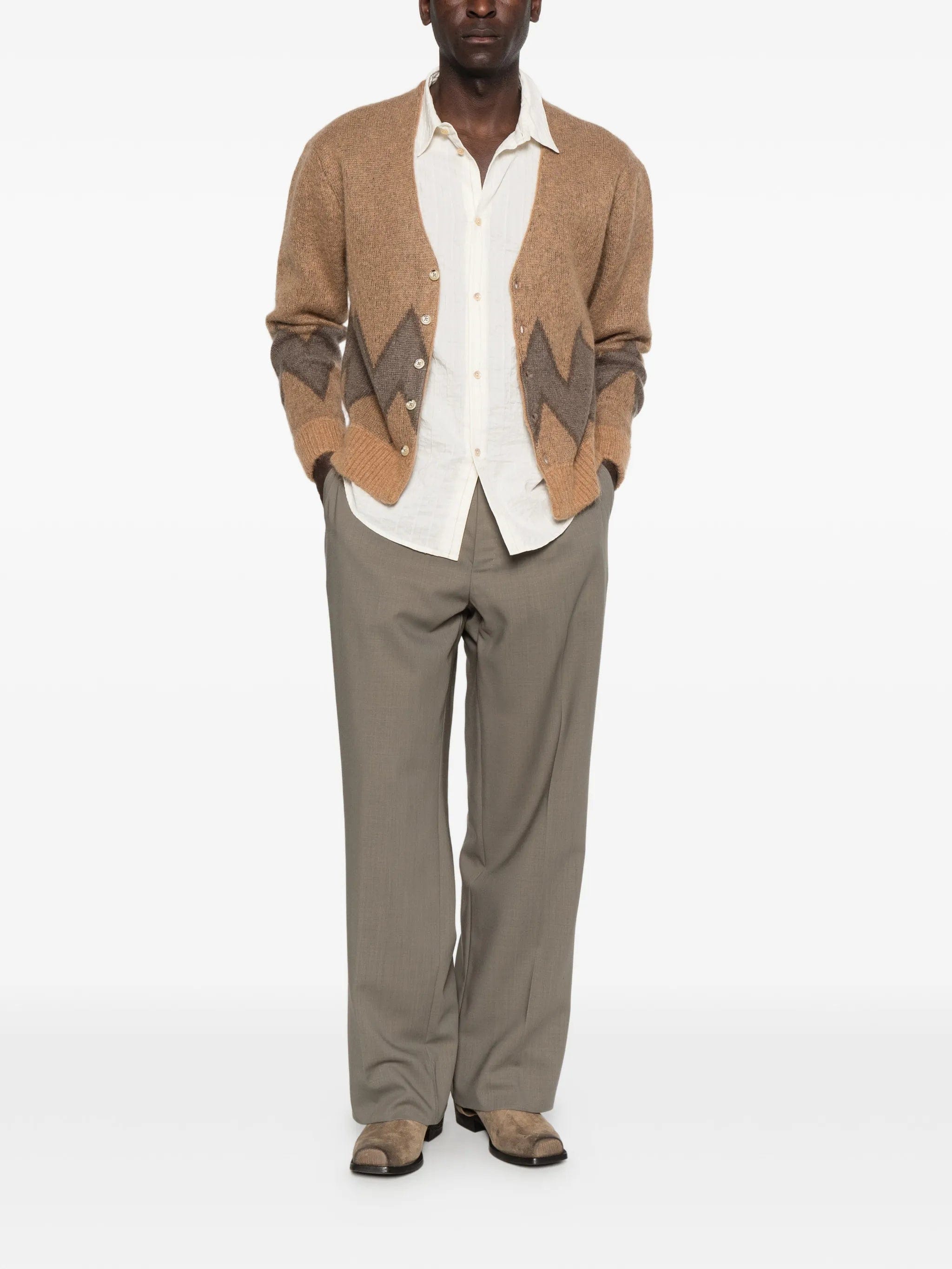 Second/layer Chevy geometric - pattern cardigan