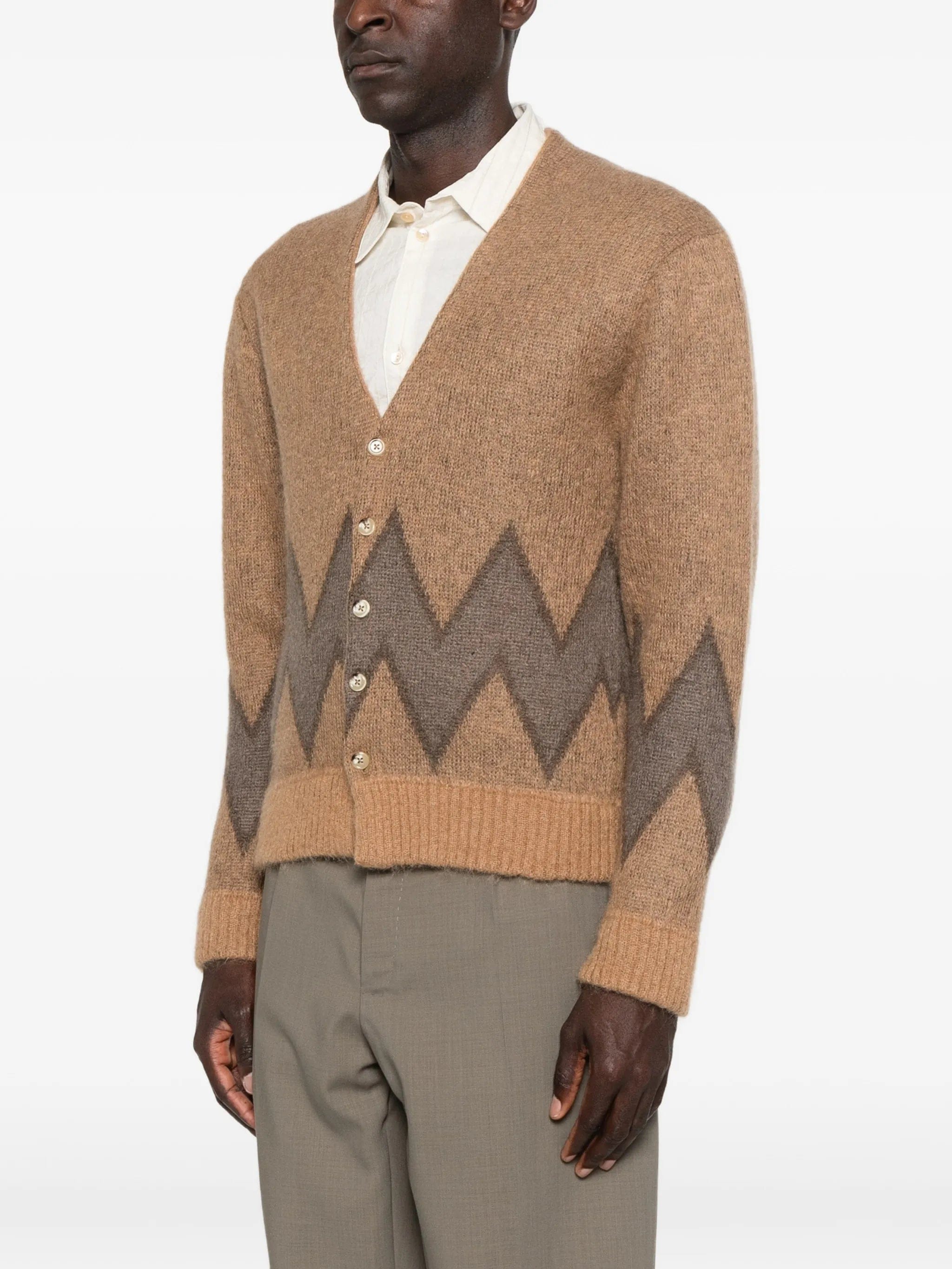 Second/layer Chevy geometric - pattern cardigan