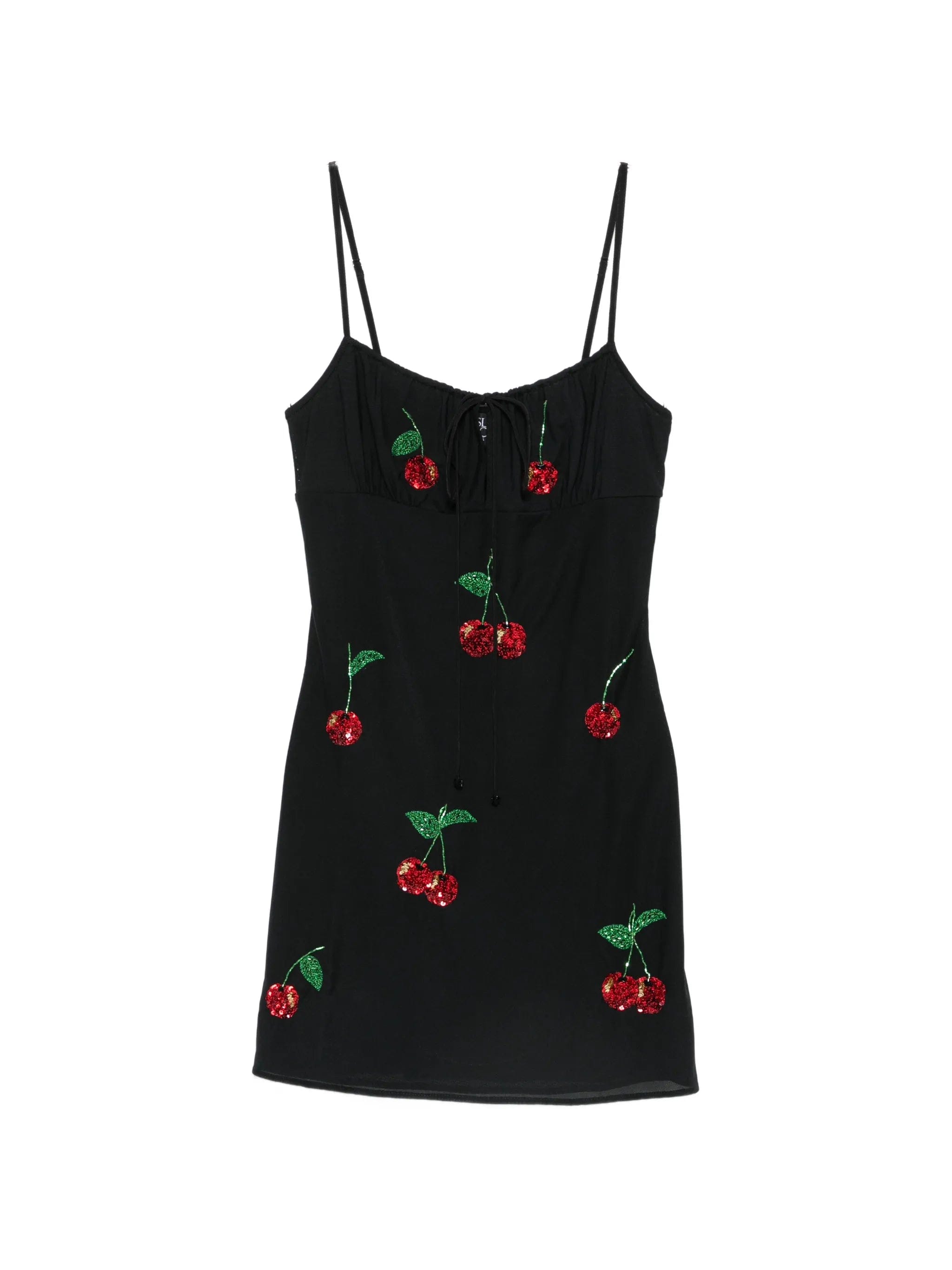 Leslie Amon sequin - embellished cherry - motif mini dress
