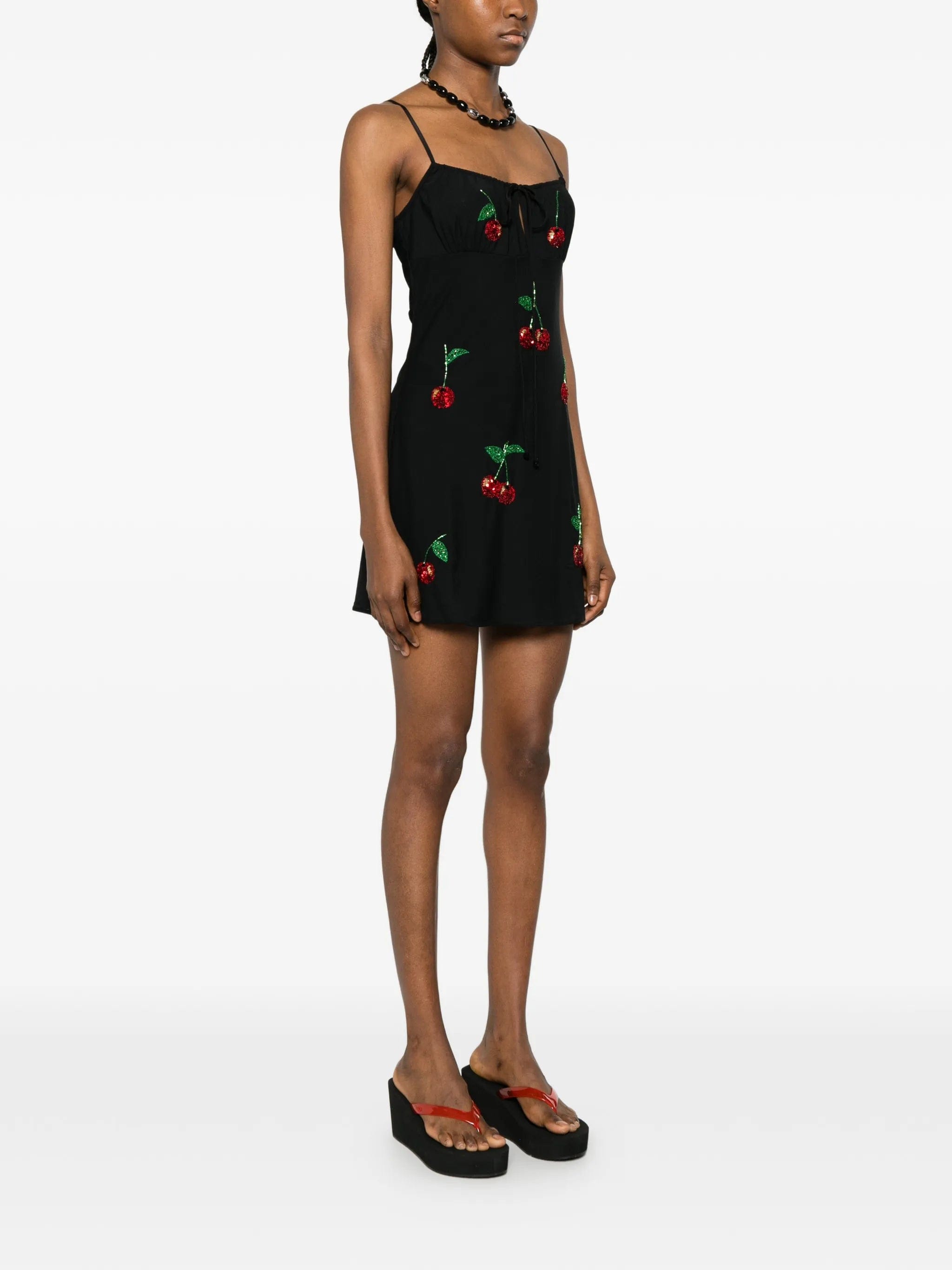 Leslie Amon sequin - embellished cherry - motif mini dress