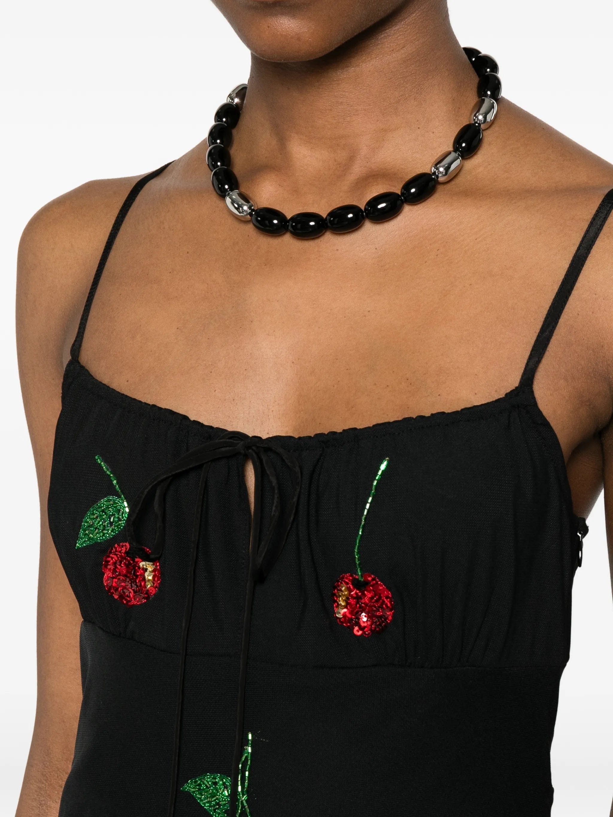 Leslie Amon sequin - embellished cherry - motif mini dress