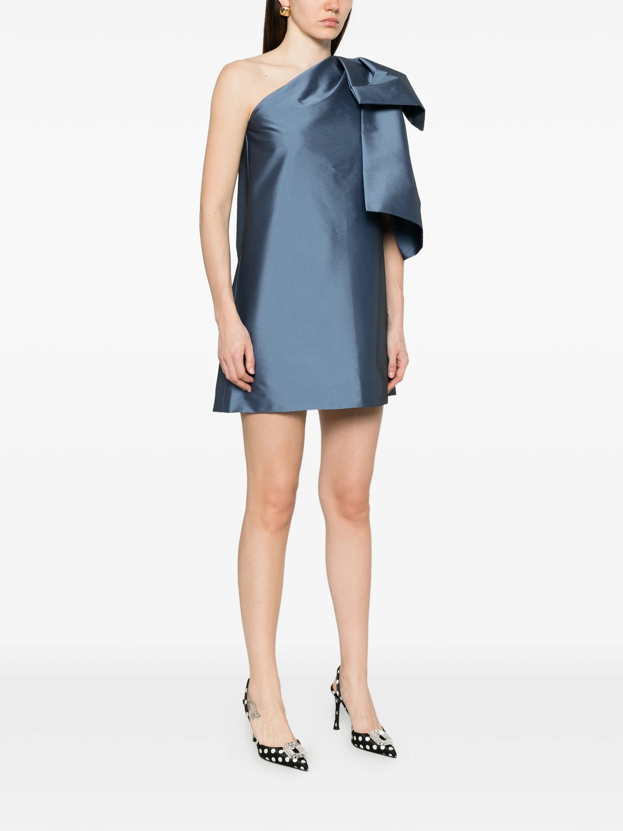Bernadette Winnette one - shoulder bow mini dress