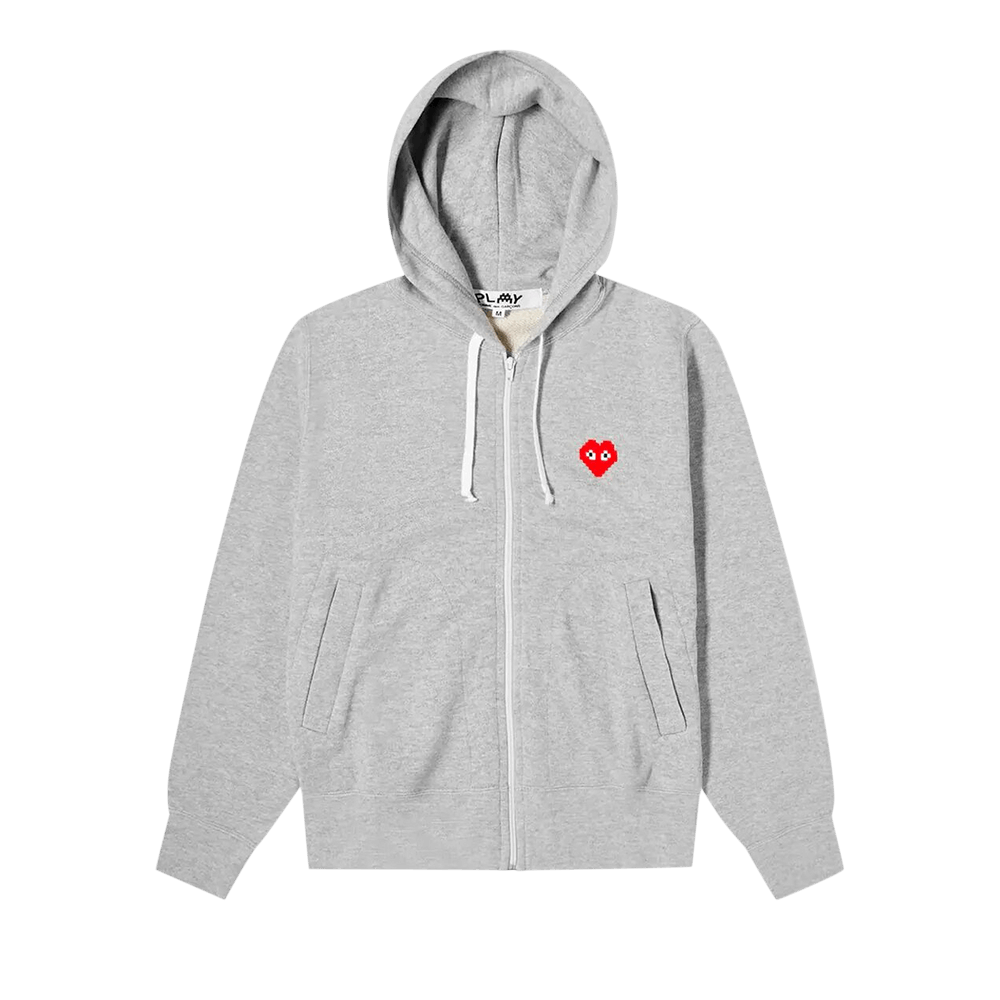 Comme des Garçons PLAY x Invader Heart Zip Up Hoodie Grey