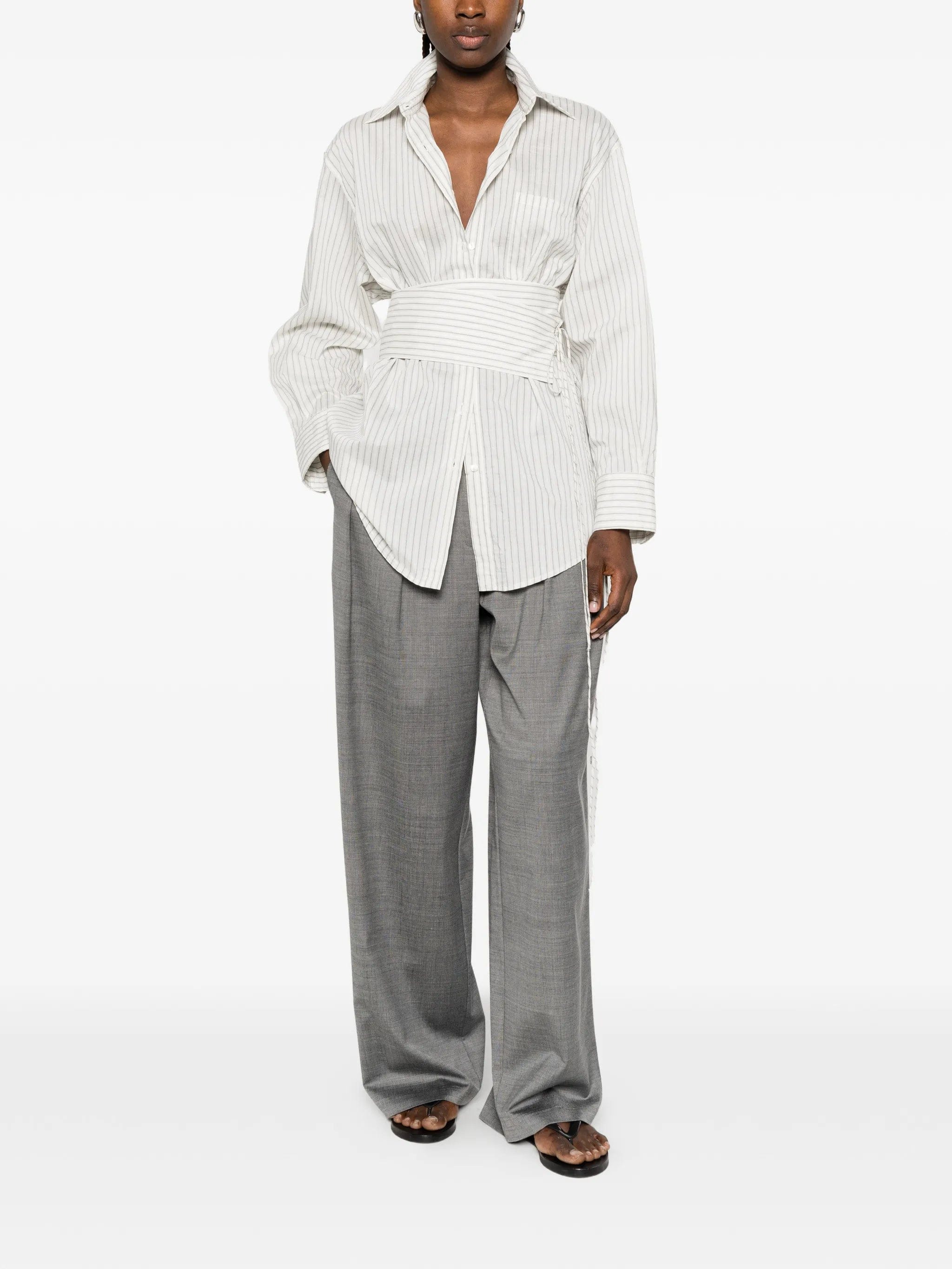 Róhe belted pinstriped shirt