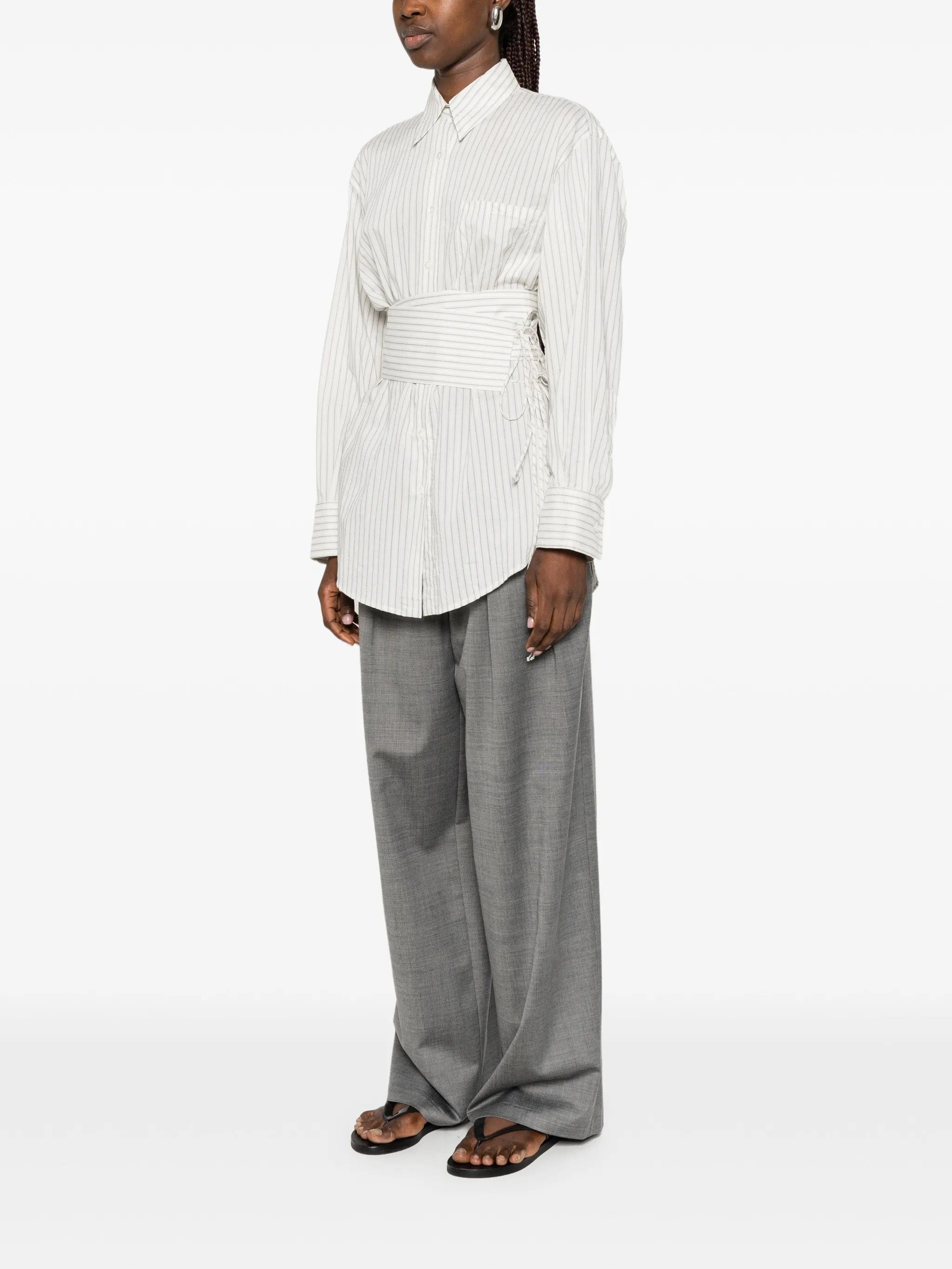 Róhe belted pinstriped shirt