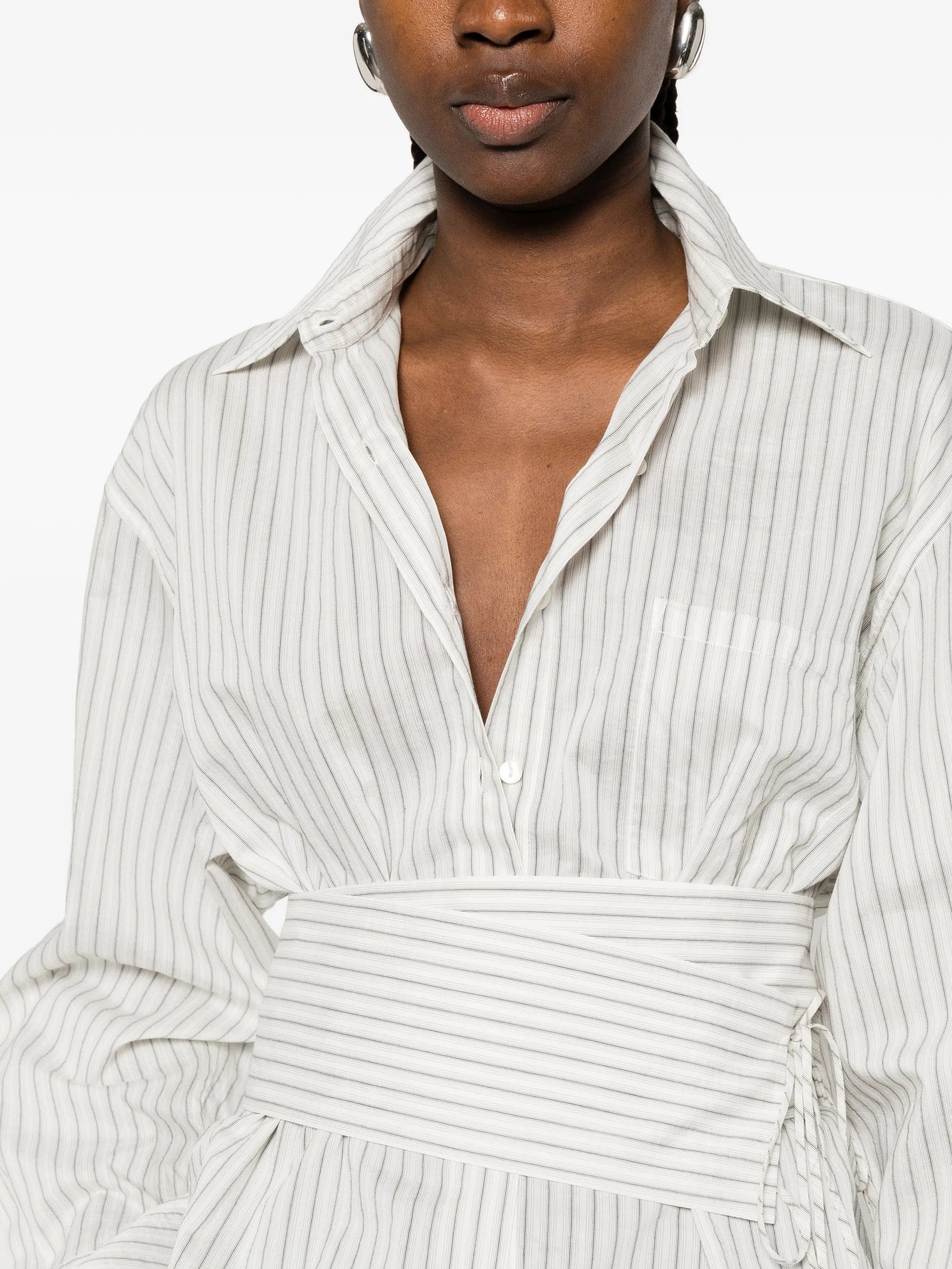 Róhe belted pinstriped shirt