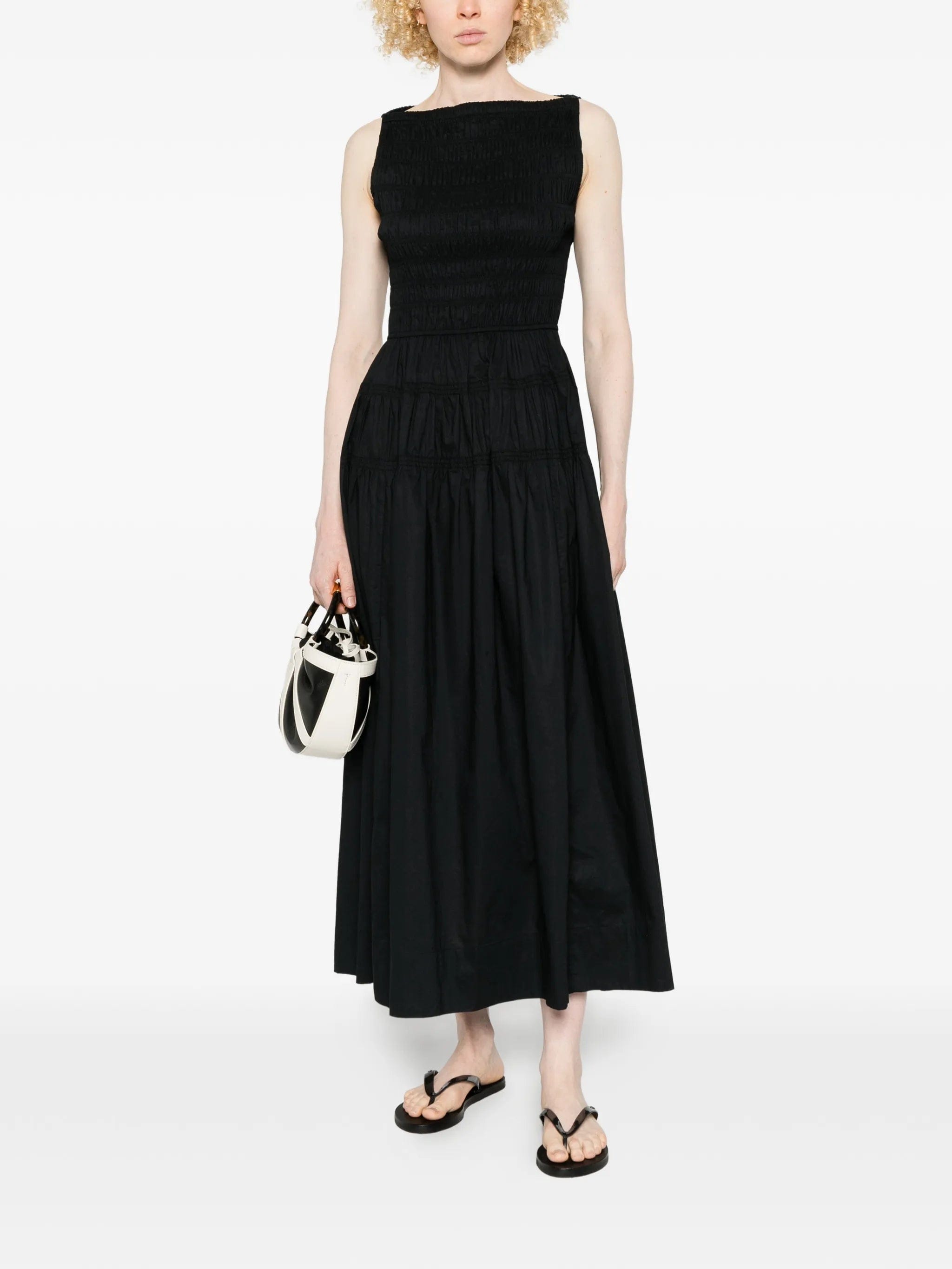DÔEN shirred sleeveless midi dress