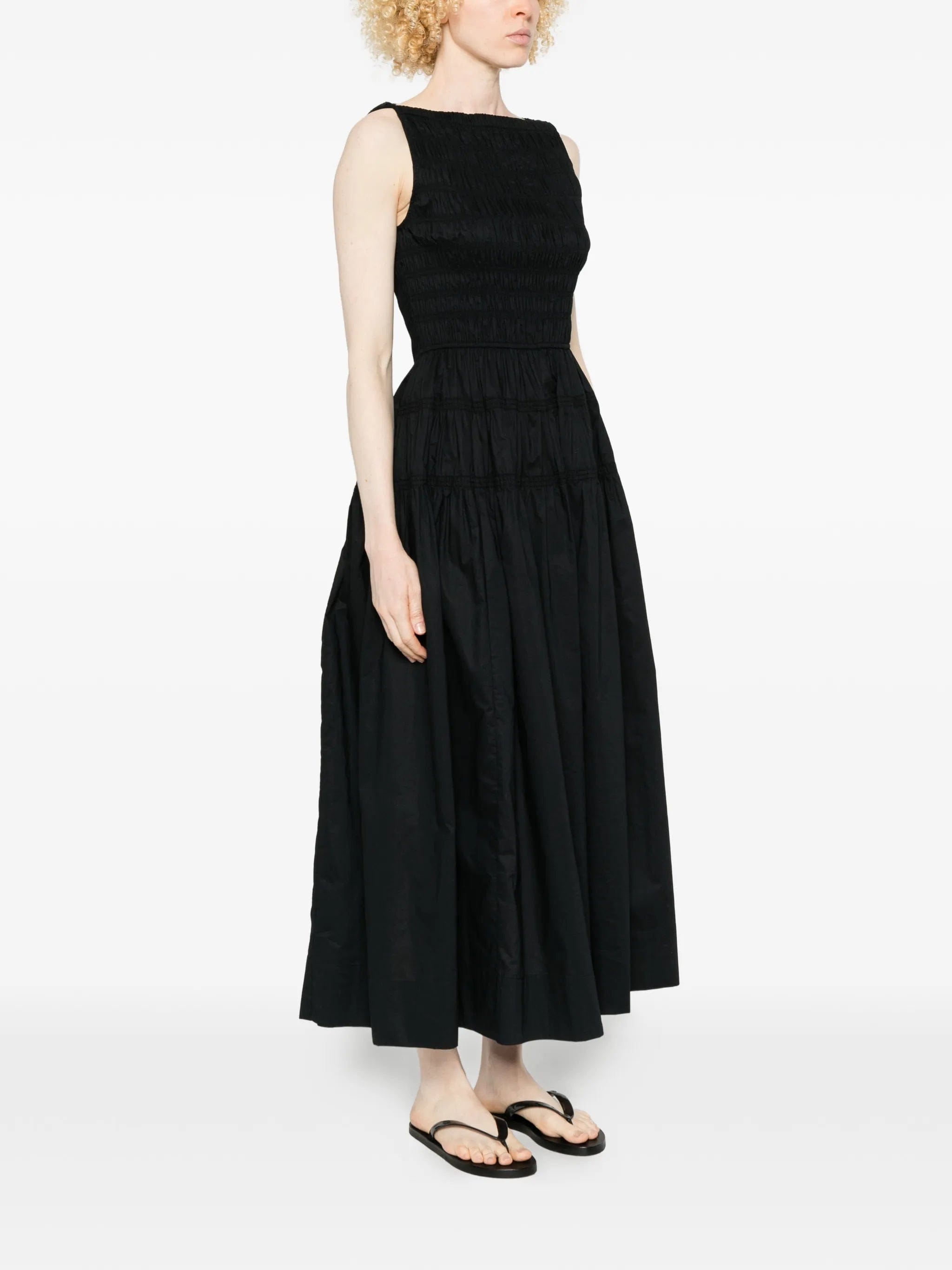 DÔEN shirred sleeveless midi dress