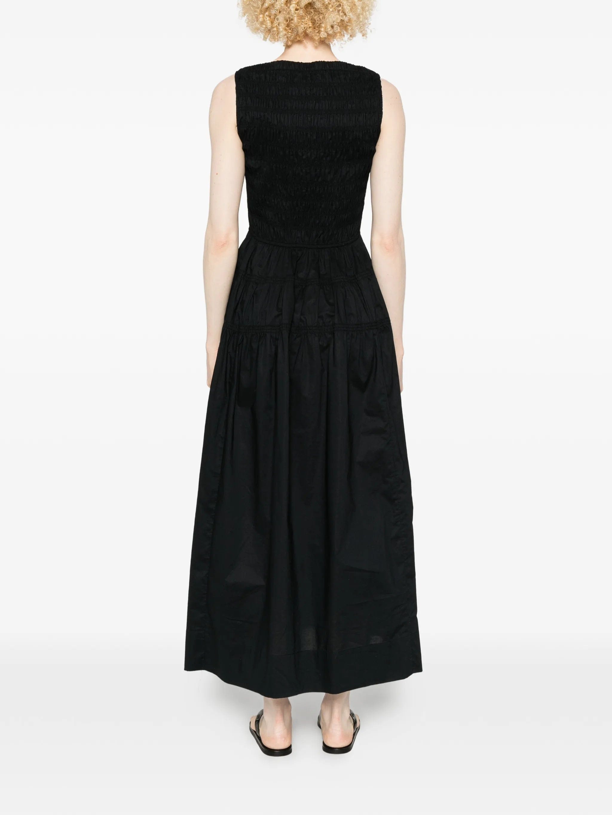 DÔEN shirred sleeveless midi dress