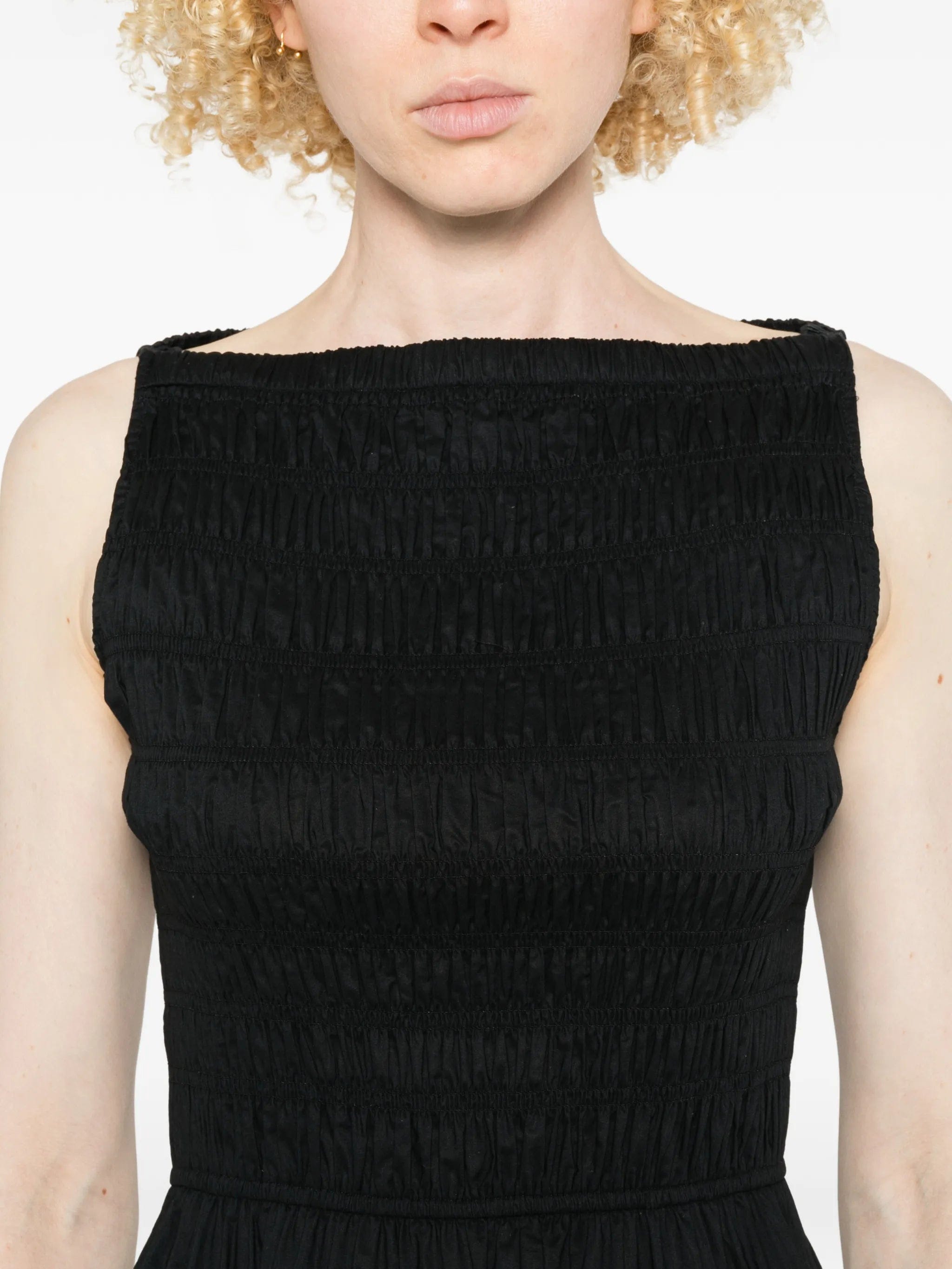 DÔEN shirred sleeveless midi dress