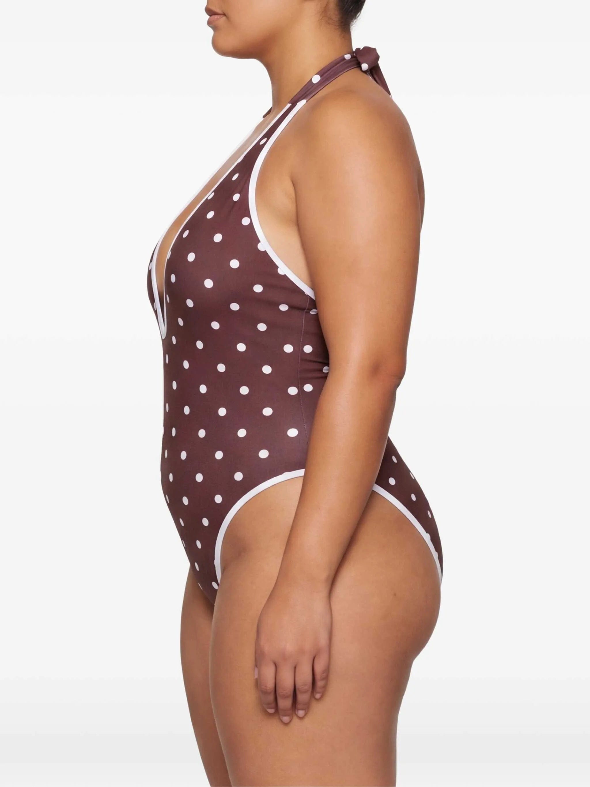 Rowen Rose V - neck polka dot swimsuit