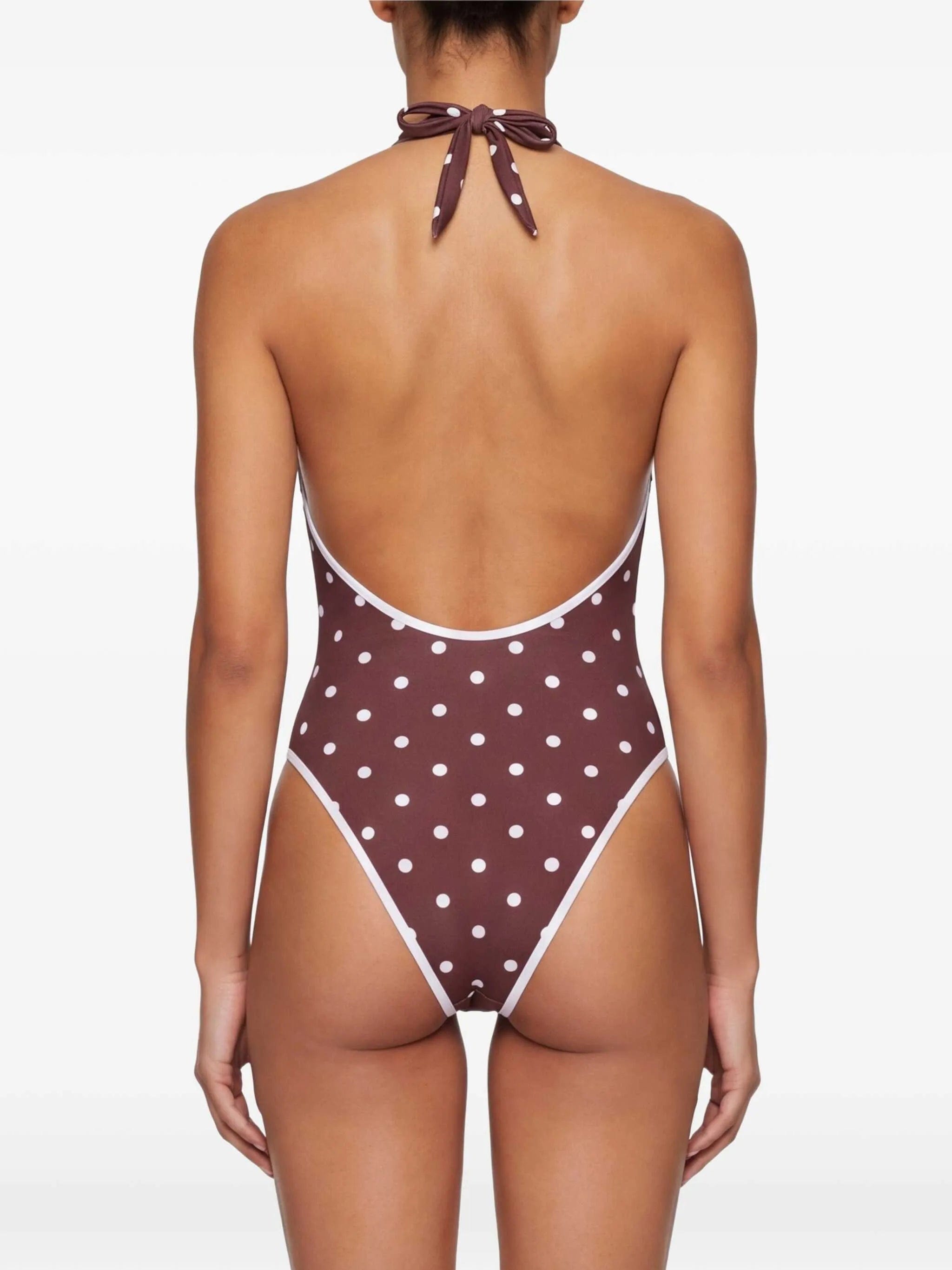 Rowen Rose V - neck polka dot swimsuit