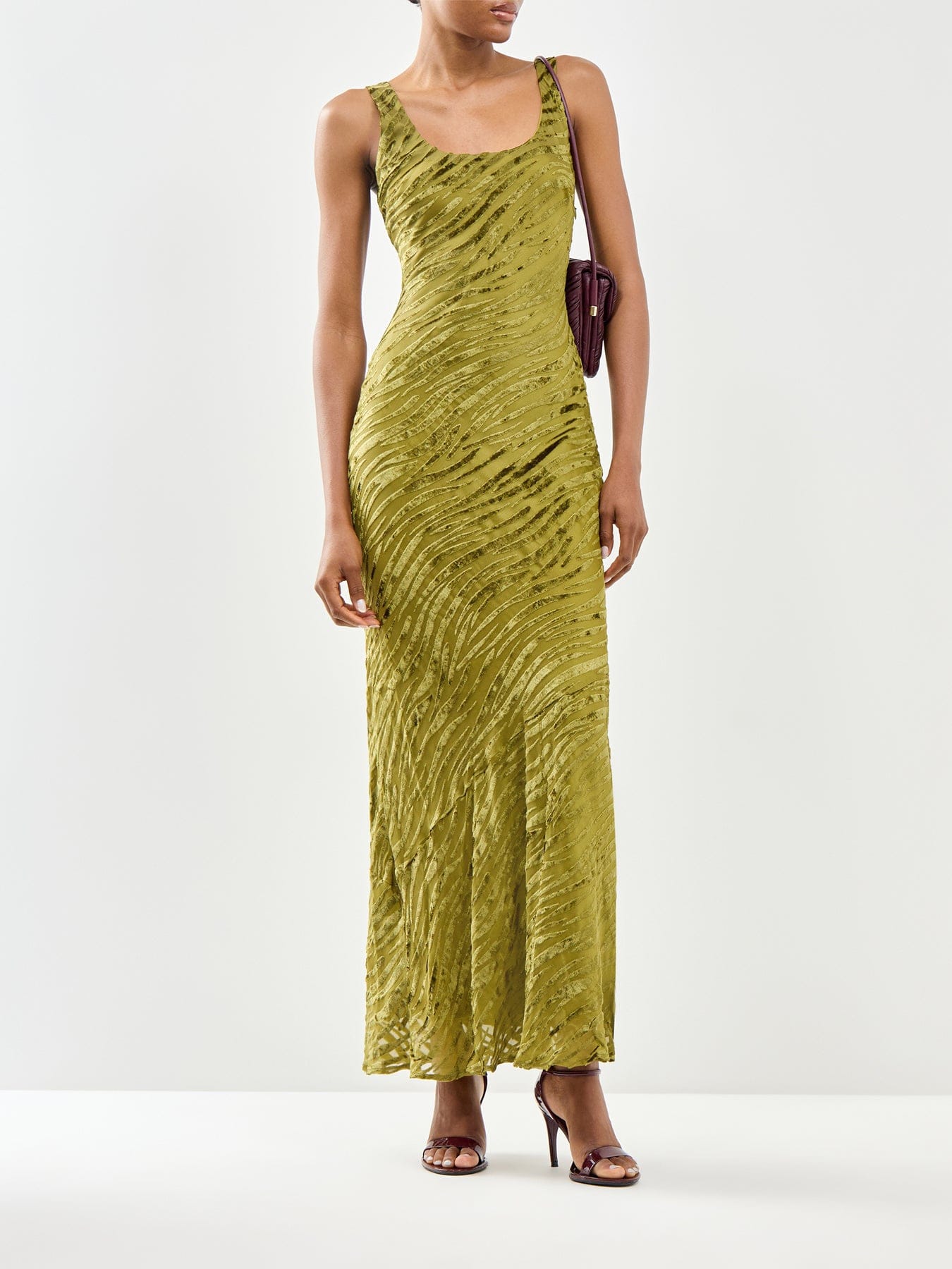 Pretty Lavish Kendall Scoop Devoré Maxi Dress Green