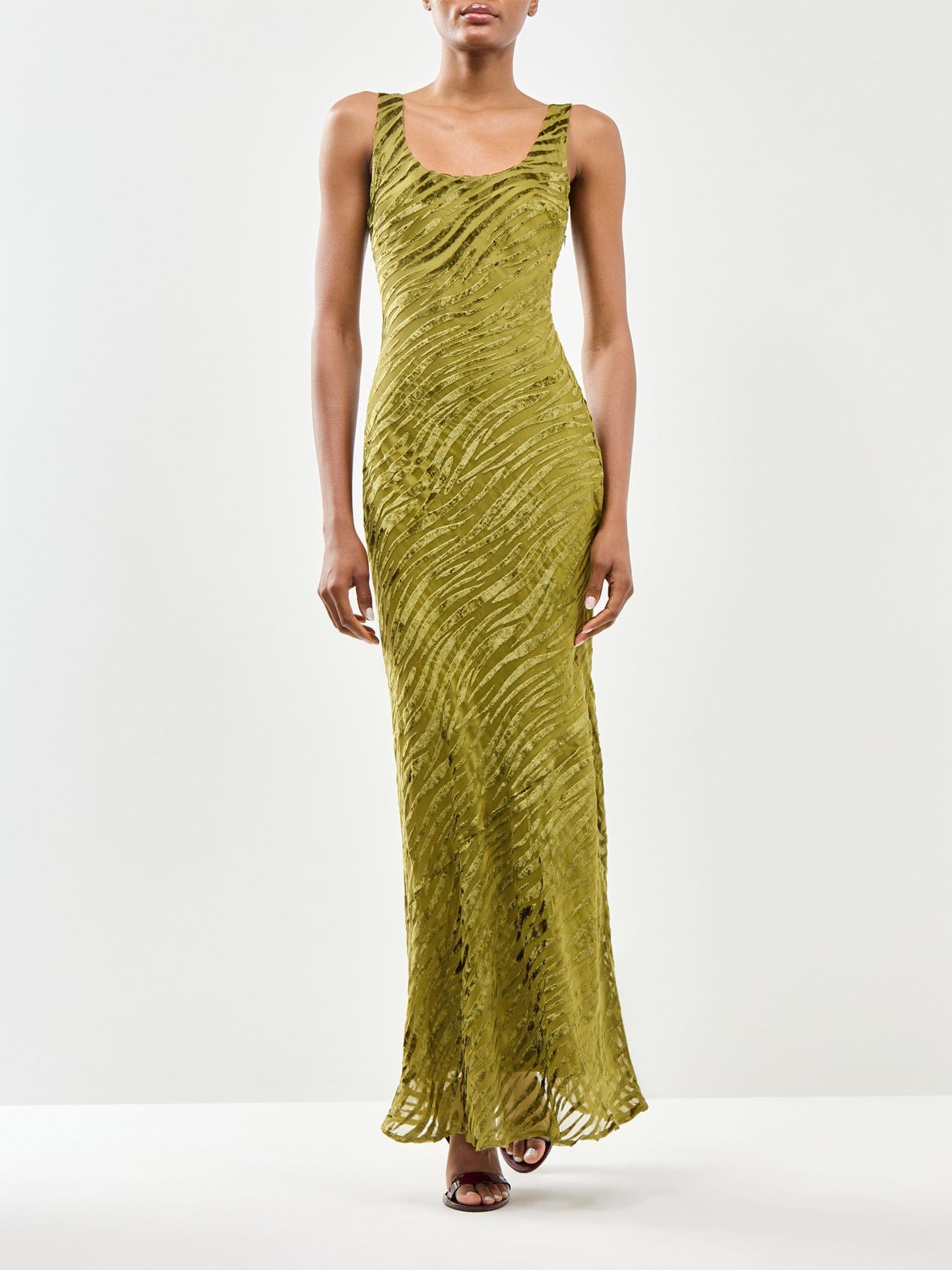Pretty Lavish Kendall Scoop Devoré Maxi Dress Green